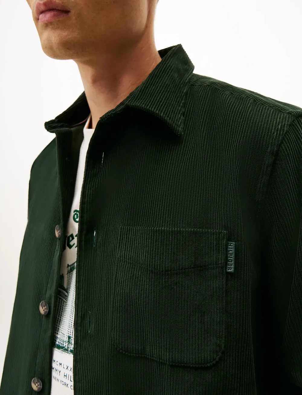 Tommy Hilfiger - CORDUROY RLX OVERSHIRT - velvet särgid - riverbed green cord - 4