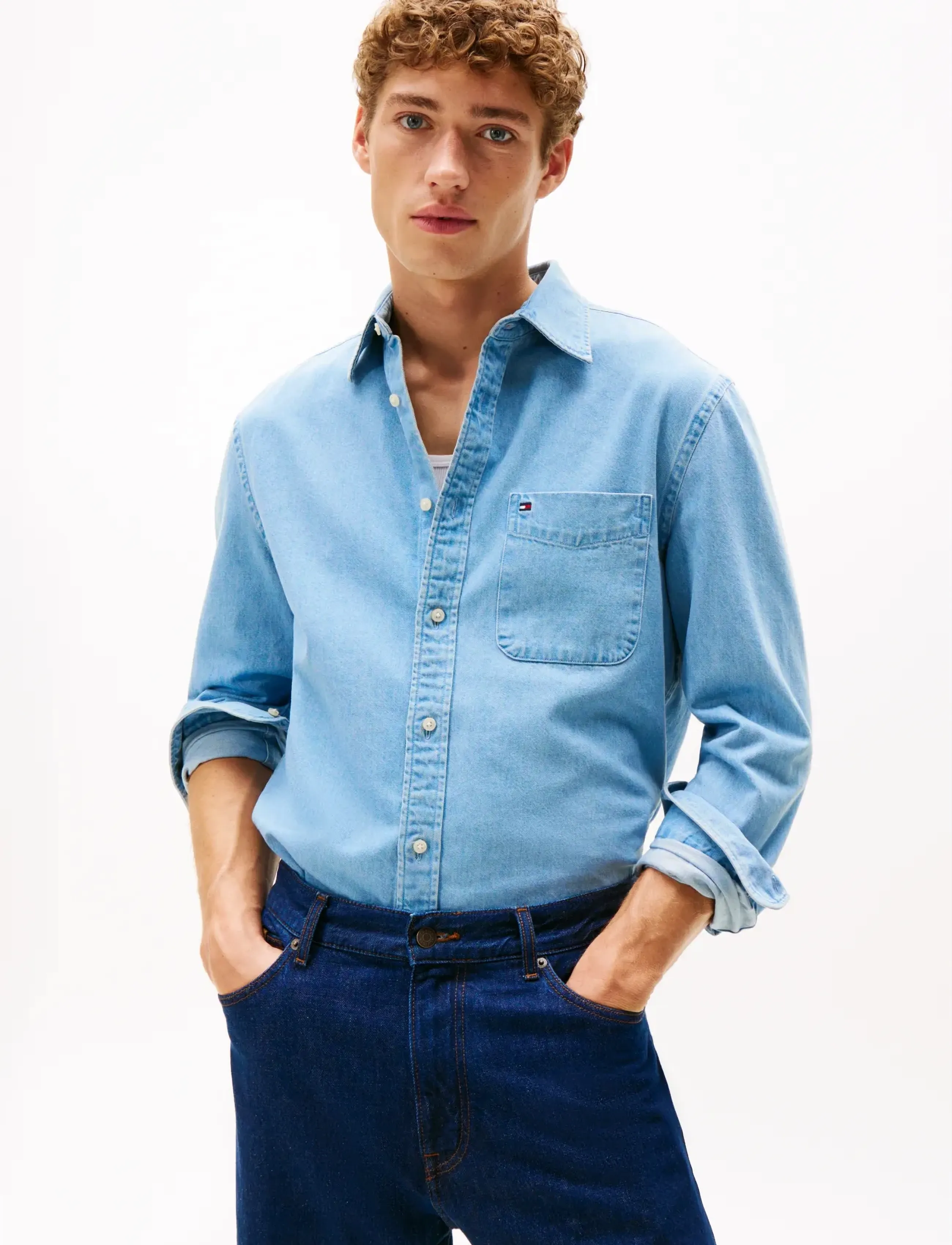 Tommy Hilfiger DENIM RF SHIRT - Jeansskjortor - LIGHT BLUE DENIM / blue