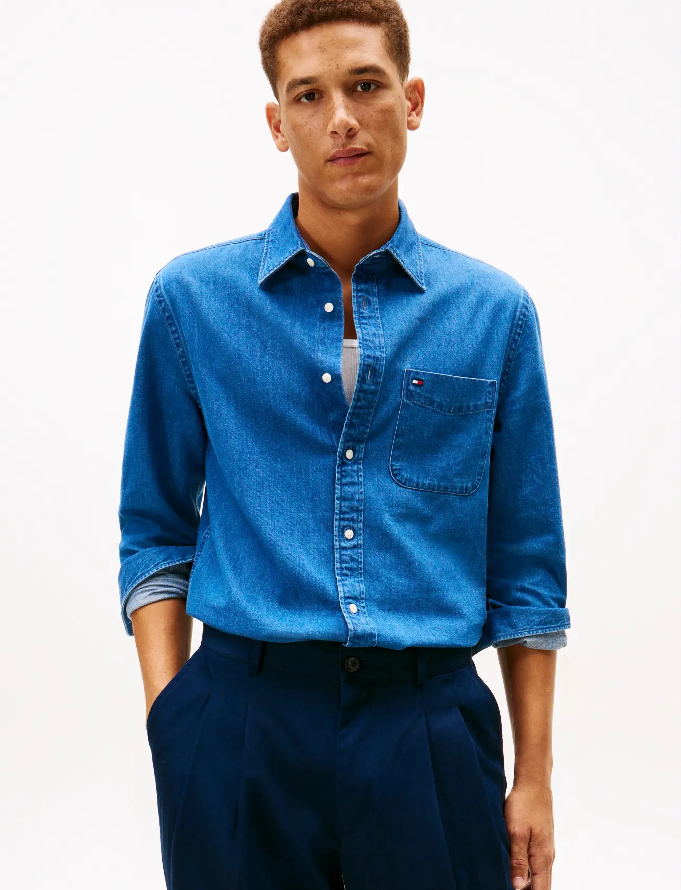 Tommy Hilfiger DENIM RF SHIRT - Tøj - MID BLUE DENIM / blue