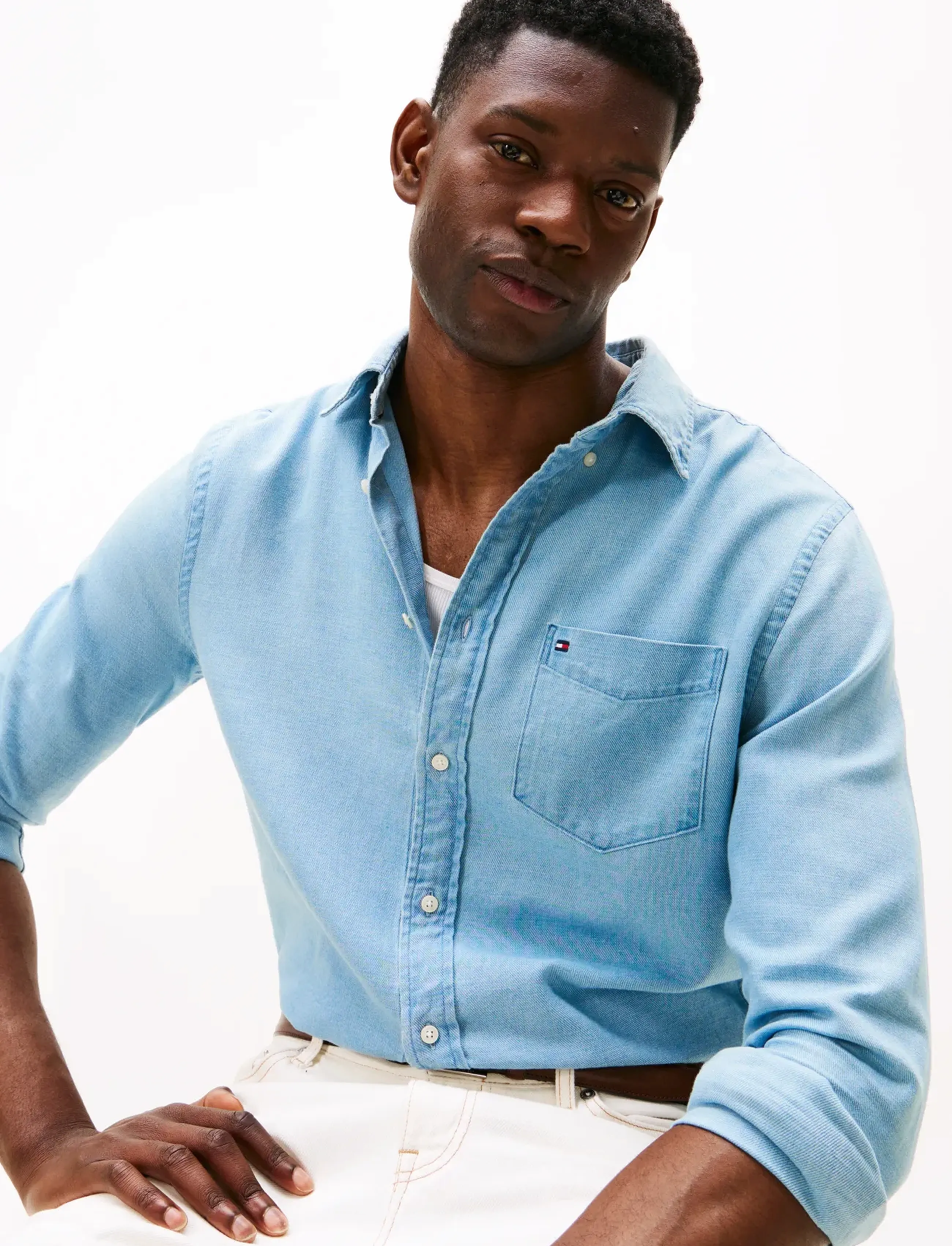 Tommy Hilfiger - FLANNEL INDIGO SHIRT - casual skjorter - light blue indigo - 4