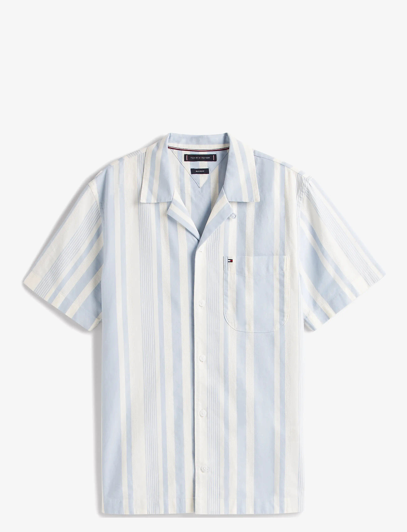 Tommy Hilfiger - STRIPED CAMP COLLAR SS SHIRT - basic skjortor - breezy blue / ivory petal - 1