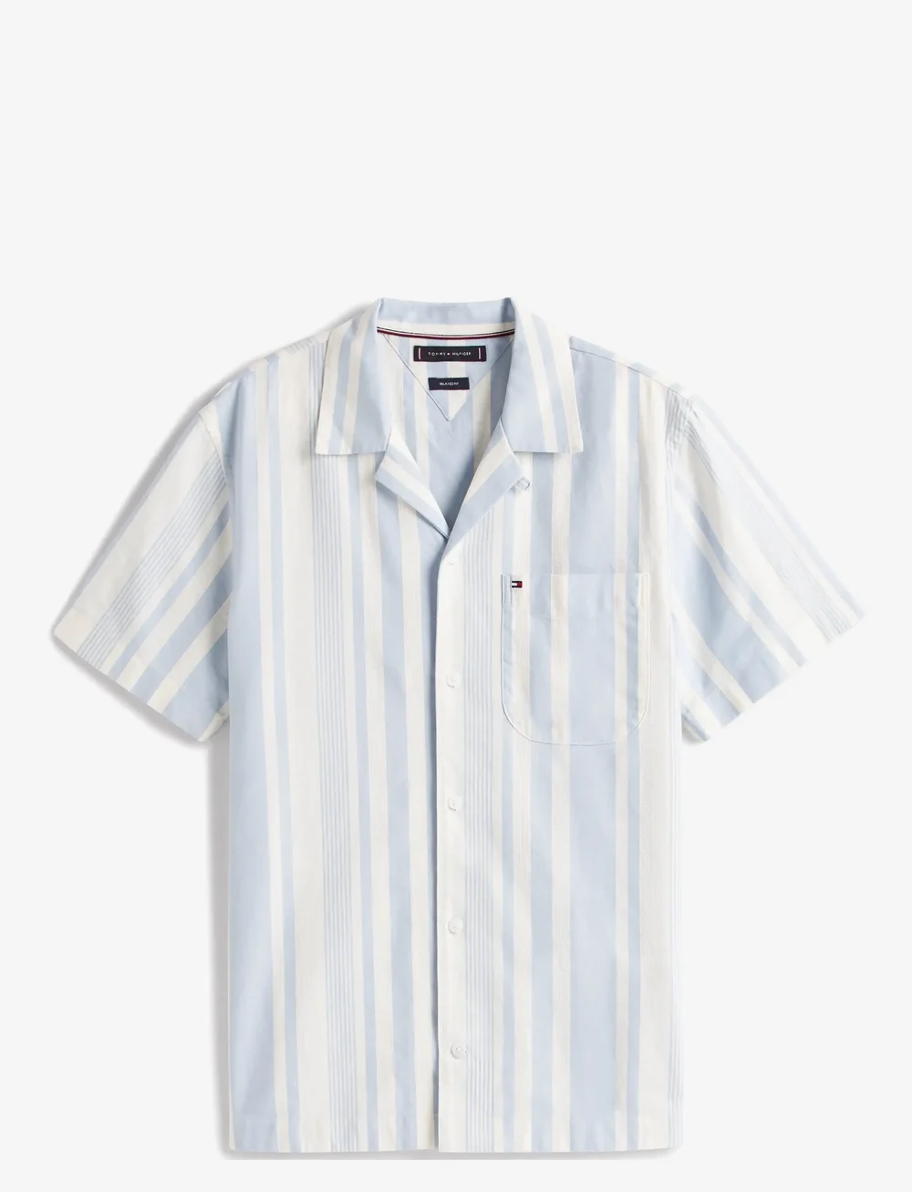 Tommy Hilfiger - STRIPED CAMP COLLAR SS SHIRT - stuttermaskyrtur - breezy blue / ivory petal - 1