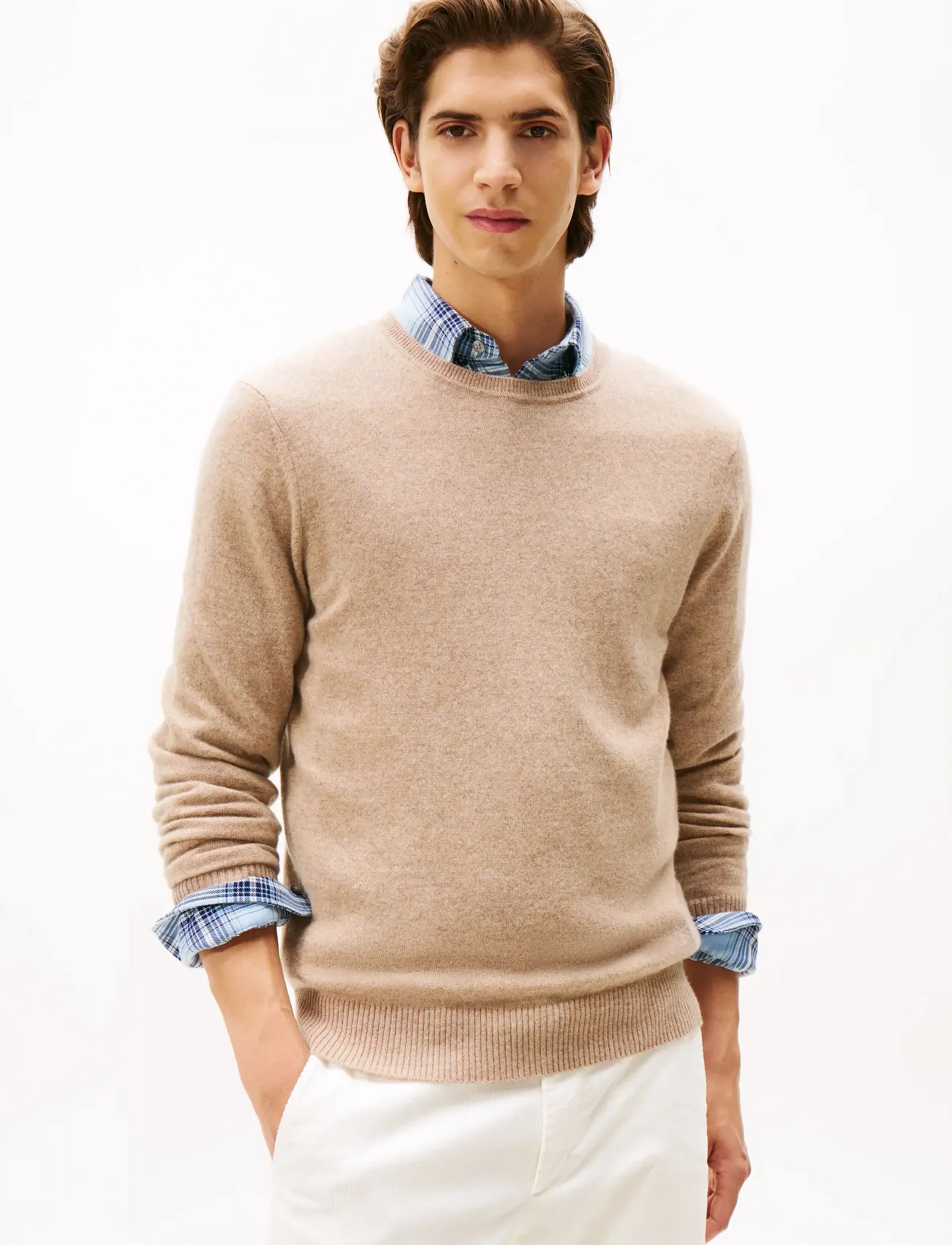 Tommy Hilfiger DC CASHMERE  C NK - Tommy Hilfiger - COASTAL TAUPE / brown