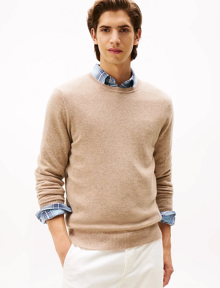 Tommy Hilfiger - DC CASHMERE C NK - adījumi ar apaļu kakla izgriezumu - coastal taupe - 0