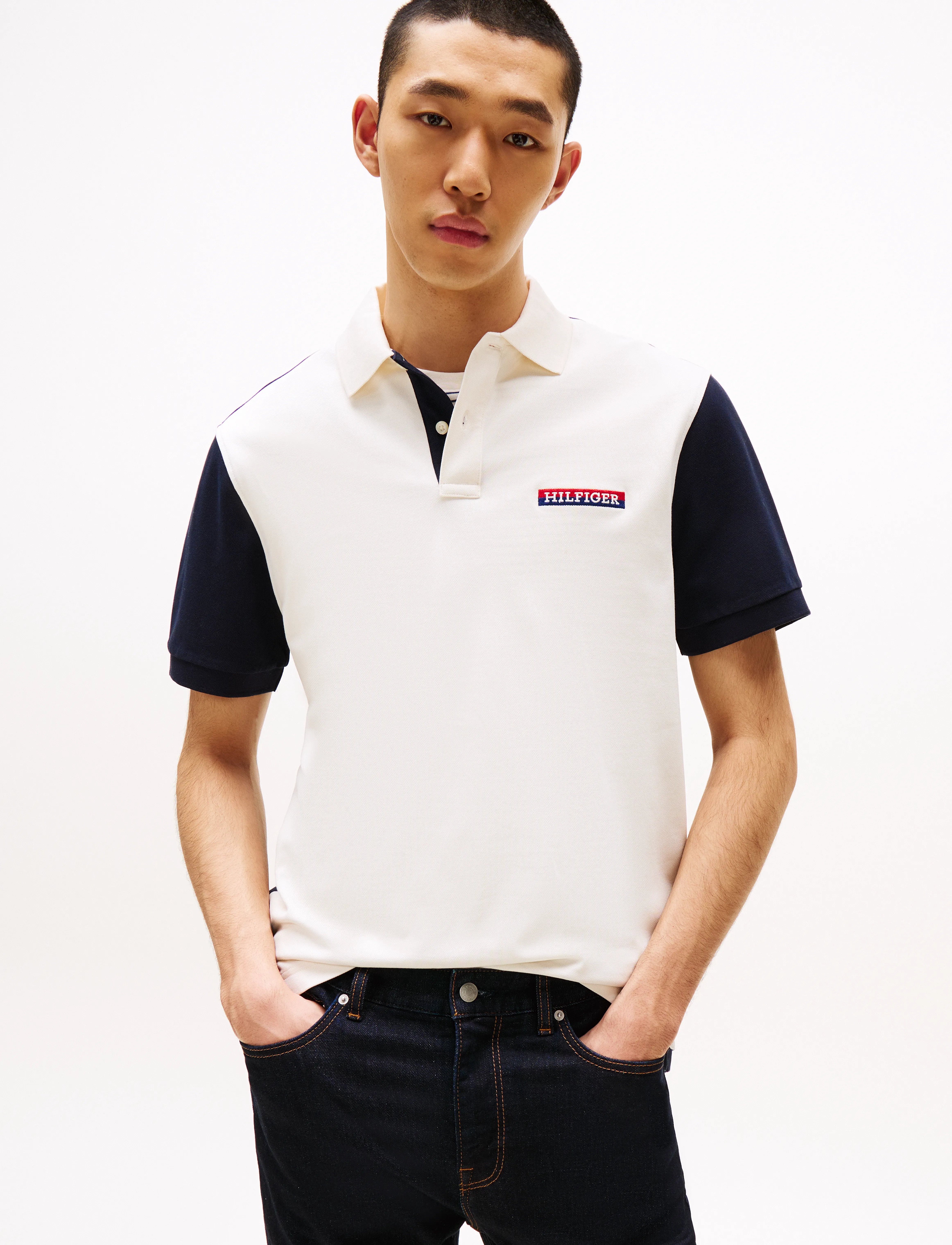 Tommy Hilfiger ARCHIVE COLORBLOCK POLO - Poloer - WHITE STRIPE 01 / white