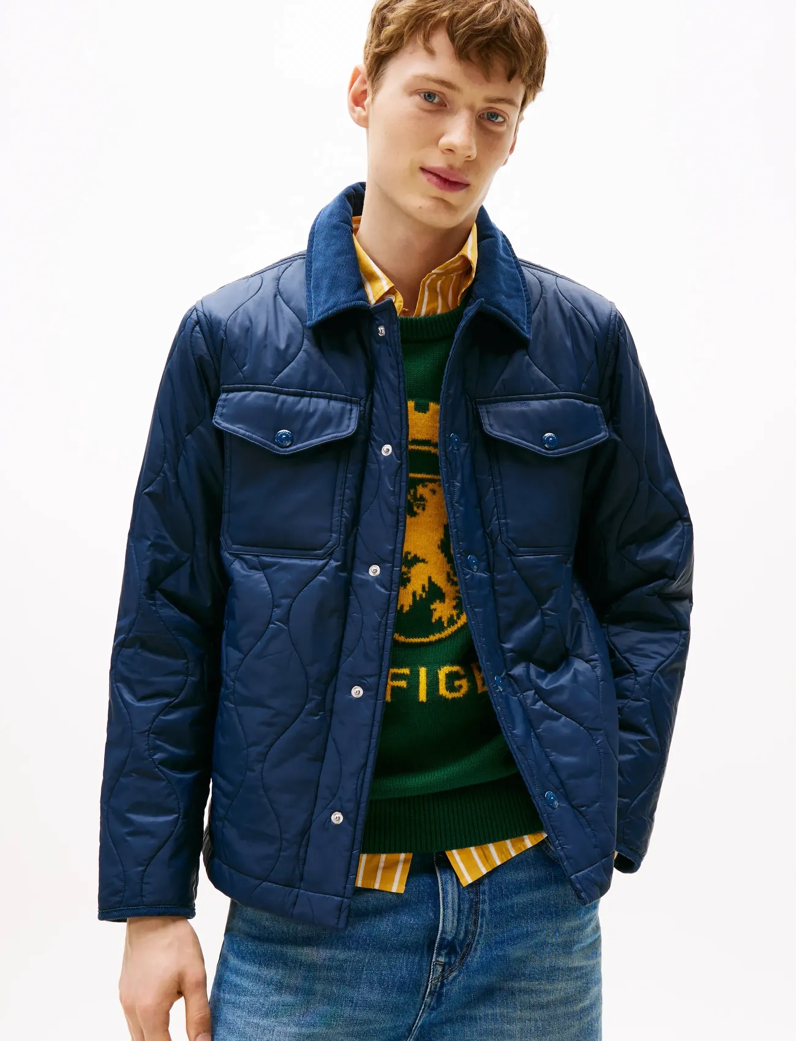 Tommy Hilfiger Mid Onion Quilted Shirt Jacket, M, Navy, Jakker > Quiltede Jakker, Herre