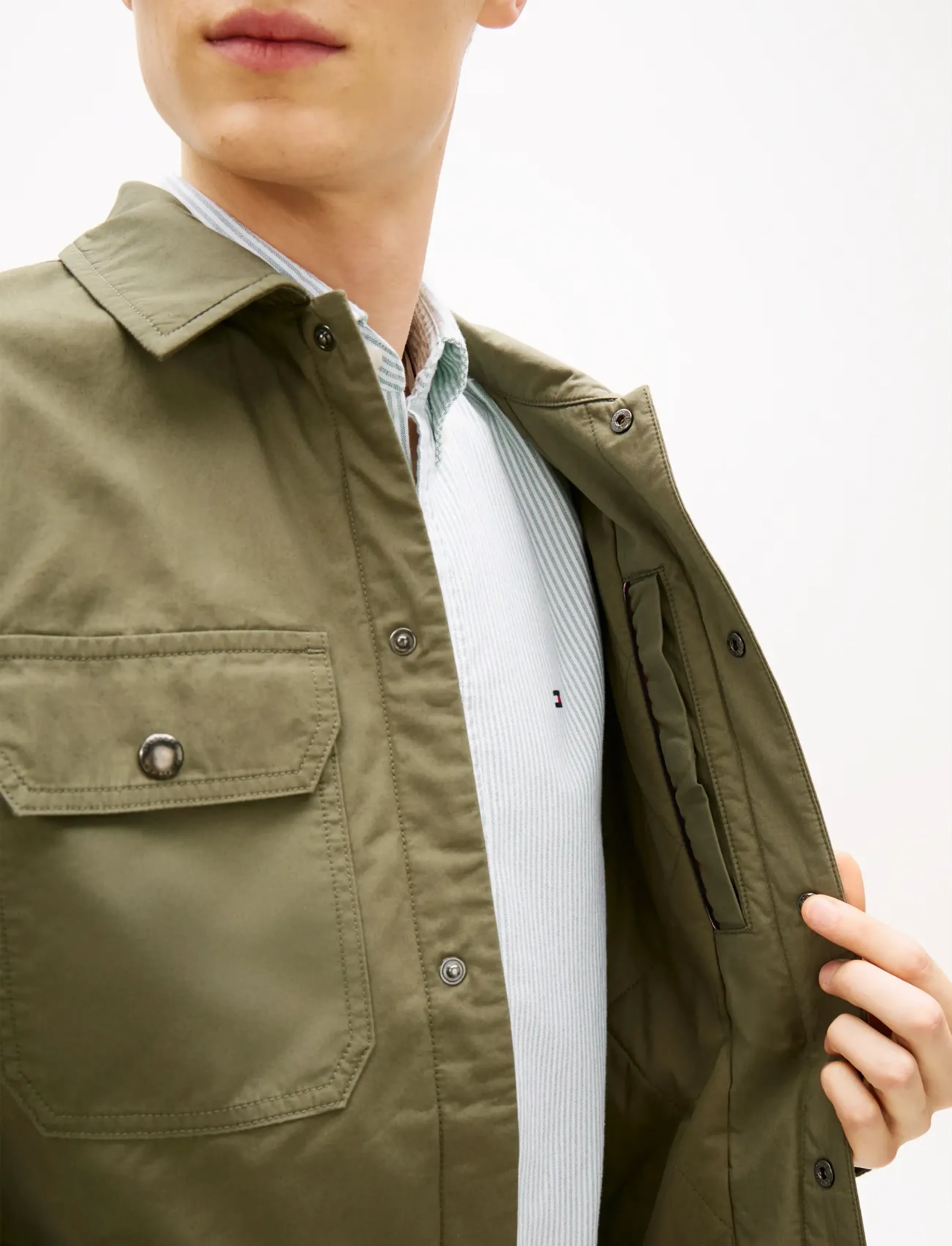 Tommy Hilfiger - PADDED SHIRT JKT - down jackets - battle green - 5