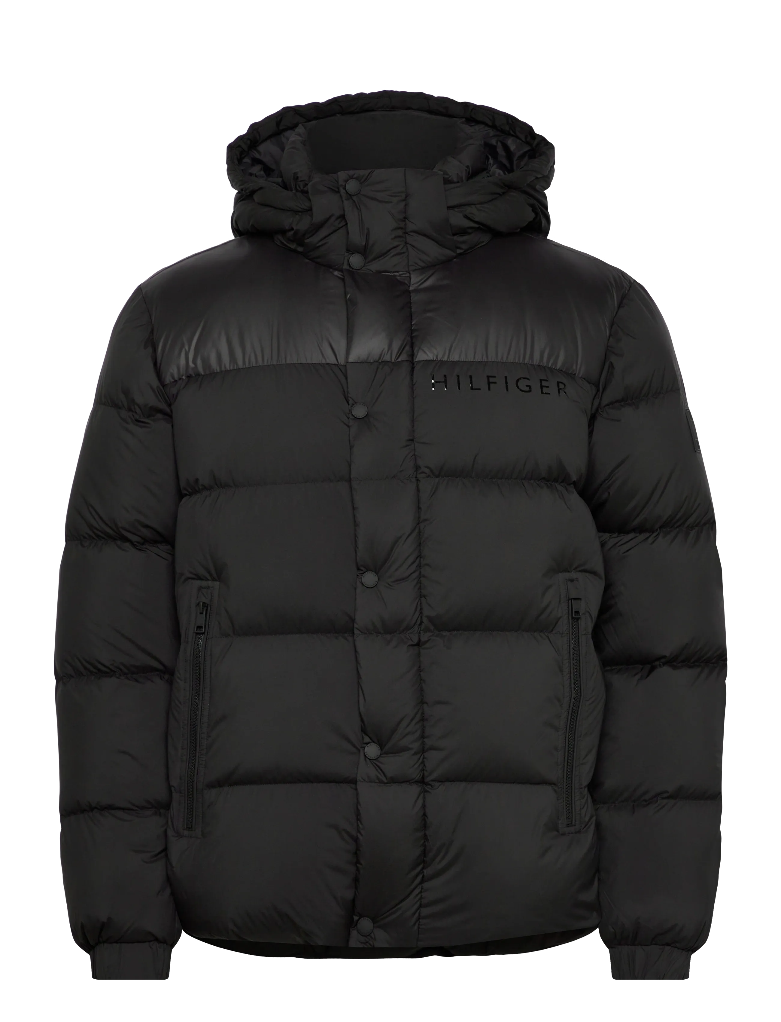 Tommy Hilfiger MIX DOWN HOODED PUFFER - Beliebte Marken - BLACK / black