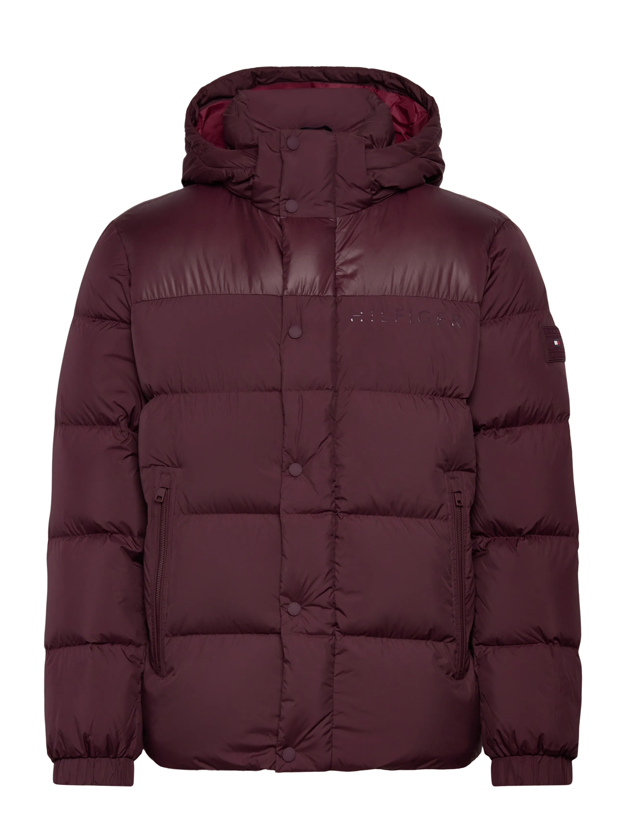 Tommy Hilfiger MIX DOWN HOODED PUFFER - Jakid ja mantlid - DEEP BURGUNDY / burgundy