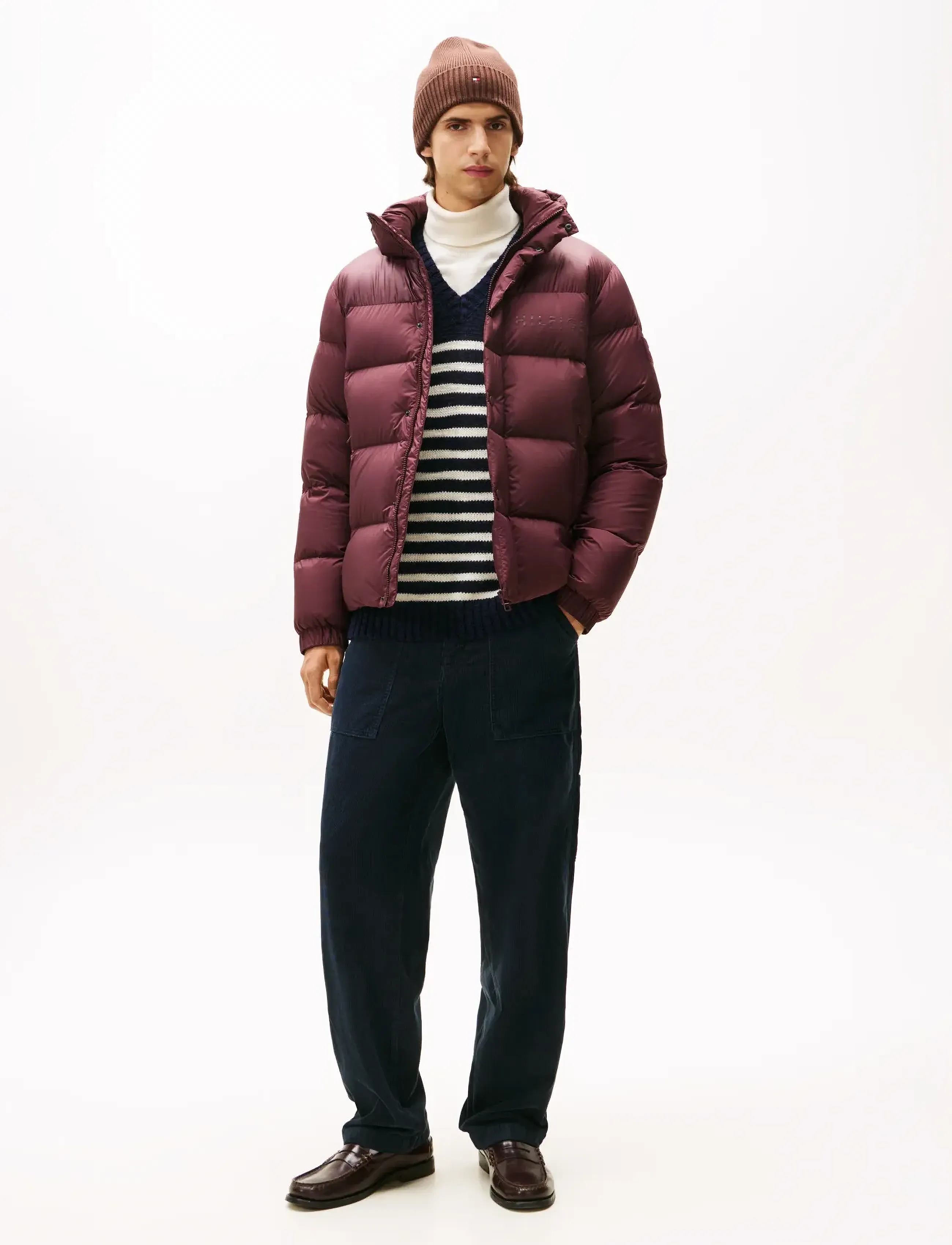Tommy Hilfiger - MIX DOWN HOODED PUFFER - forede jakker - deep burgundy - 3