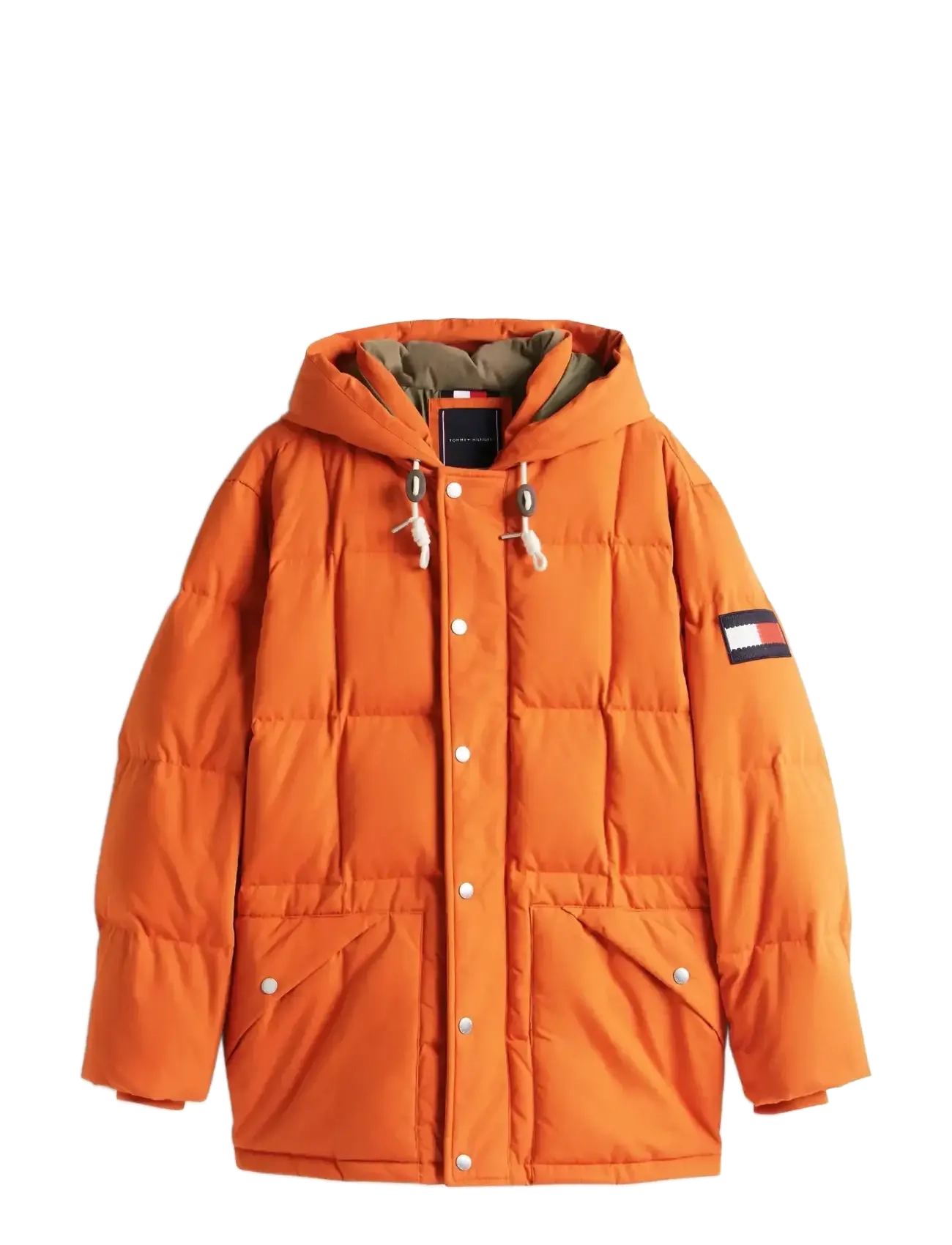Tommy Hilfiger SQUARE BAFFLED DOWN PARKA - Jakid ja mantlid - VOYAGER ORANGE / orange