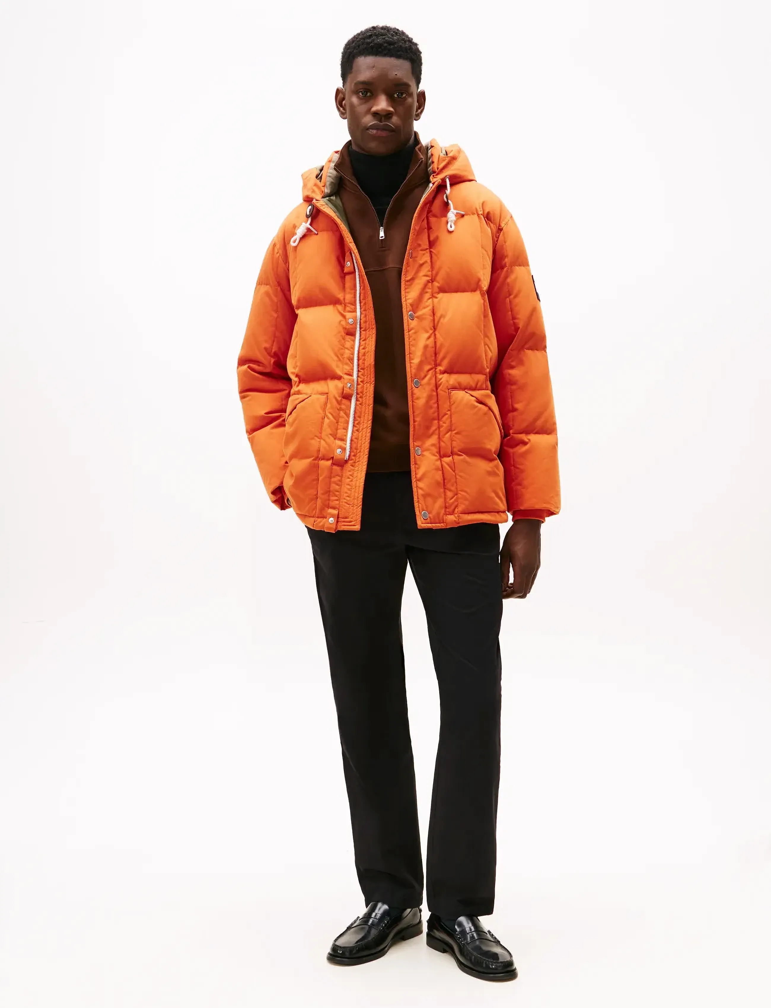 Tommy Hilfiger Square Baffled Down Parka, Mænd, Dunparka, Orange, Str: XL