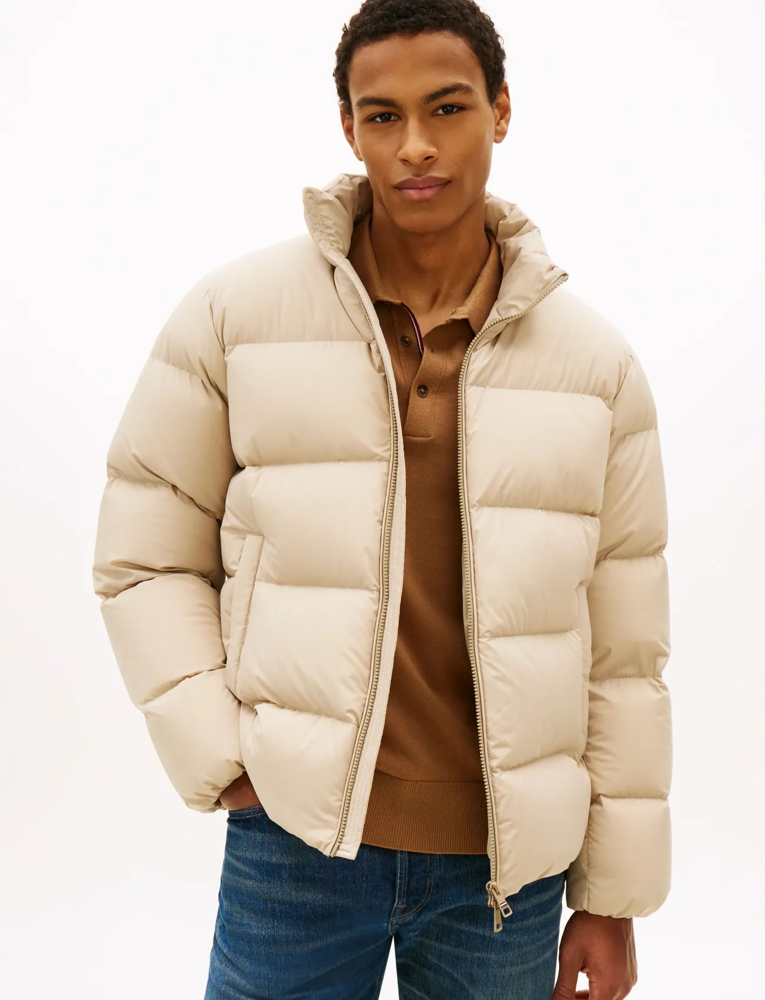 Tommy Hilfiger DOWN STAND PUFFER JKT - Overtøj - SANDALWOOD / beige