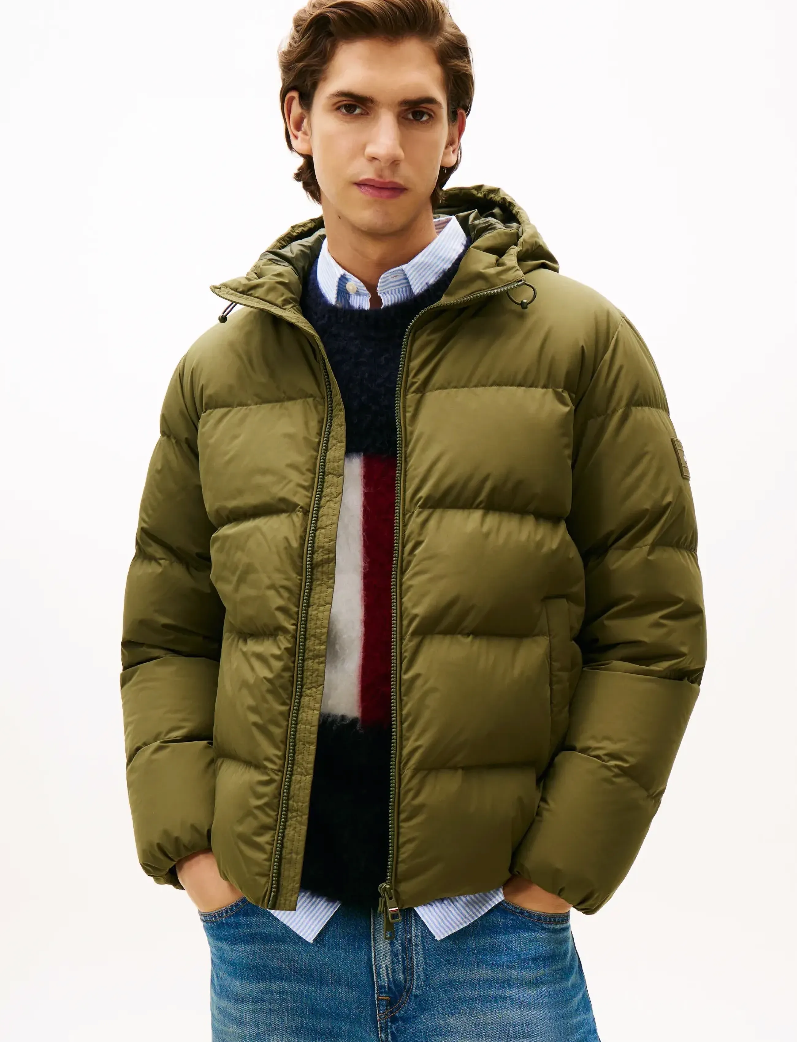 Tommy Hilfiger DOWN HOODED PUFFER JKT - Overtøj - HUNTSMAN GREEN / khaki/green