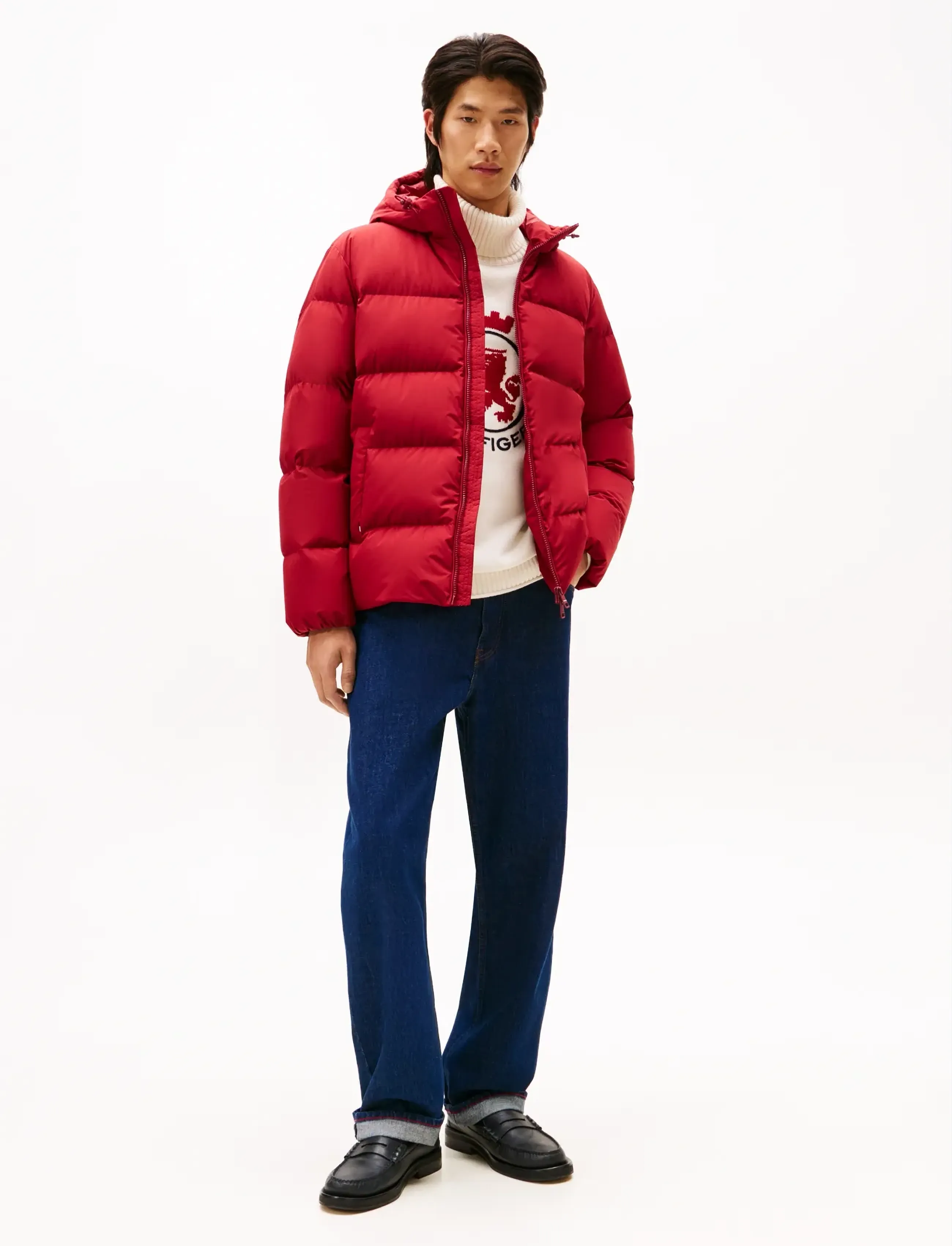 Tommy Hilfiger - DOWN HOODED PUFFER JKT - vinterjackor - regatta red - 2