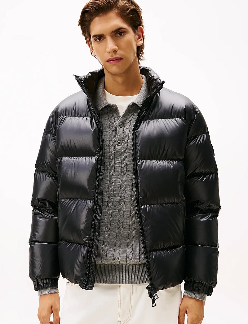 Tommy Hilfiger - SHINY DOWN STAND PUFFER - gefütterte jacken - black - 0