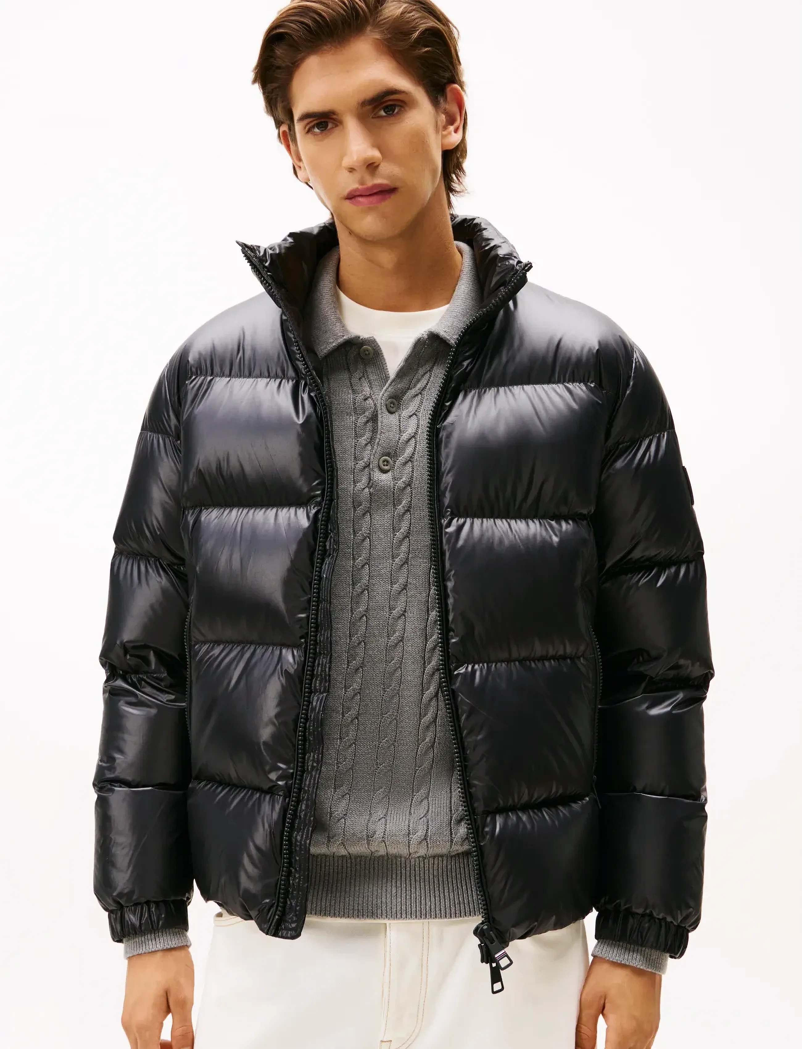Tommy Hilfiger SHINY DOWN STAND PUFFER - Tommy Hilfiger - BLACK / black
