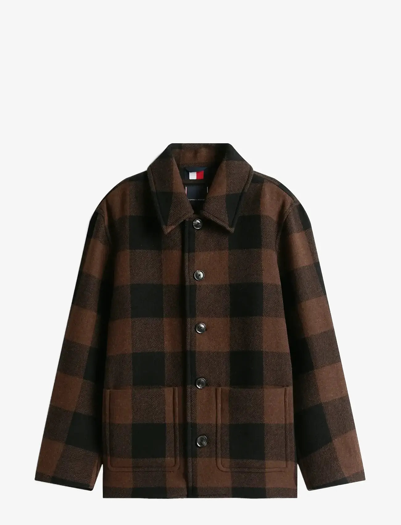 Tommy Hilfiger - WOOL DBL FACE CHECK CHORE JKT - uldjakker - black / pure brown - 1