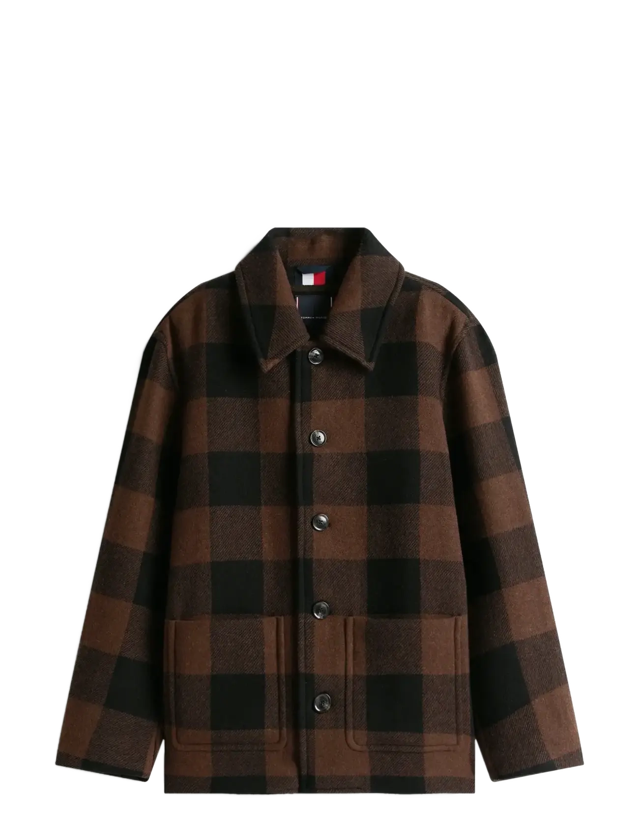Tommy Hilfiger WOOL DBL FACE CHECK CHORE JKT - Wolljacken - BLACK / PURE BROWN / brown