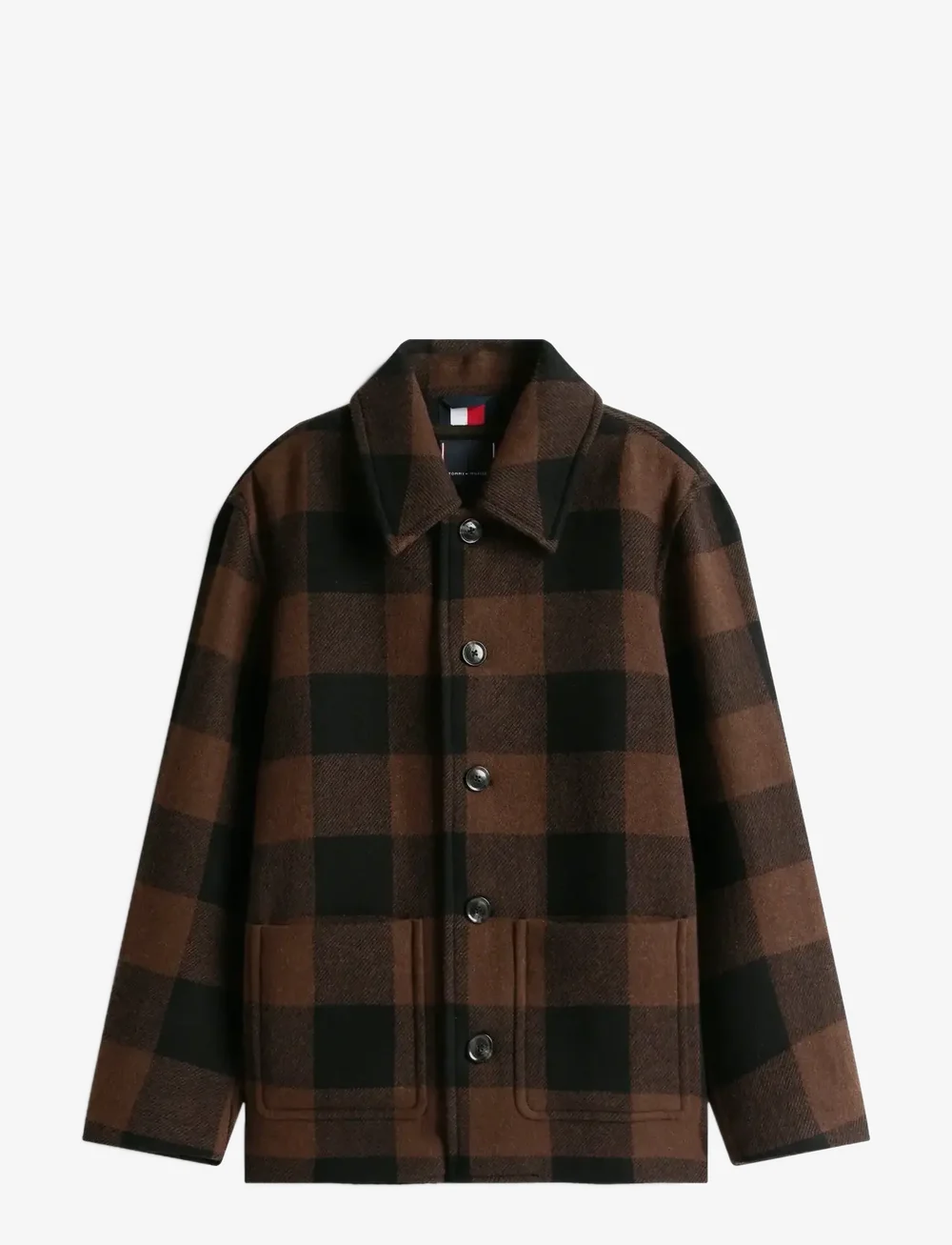Tommy Hilfiger - WOOL DBL FACE CHECK CHORE JKT - vinterjakker - black / pure brown - 1