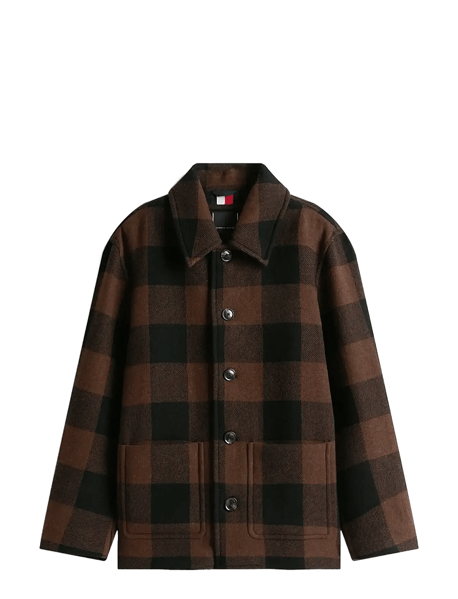 Tommy Hilfiger - WOOL DBL FACE CHECK CHORE JKT - wolljacken - black / pure brown - 1