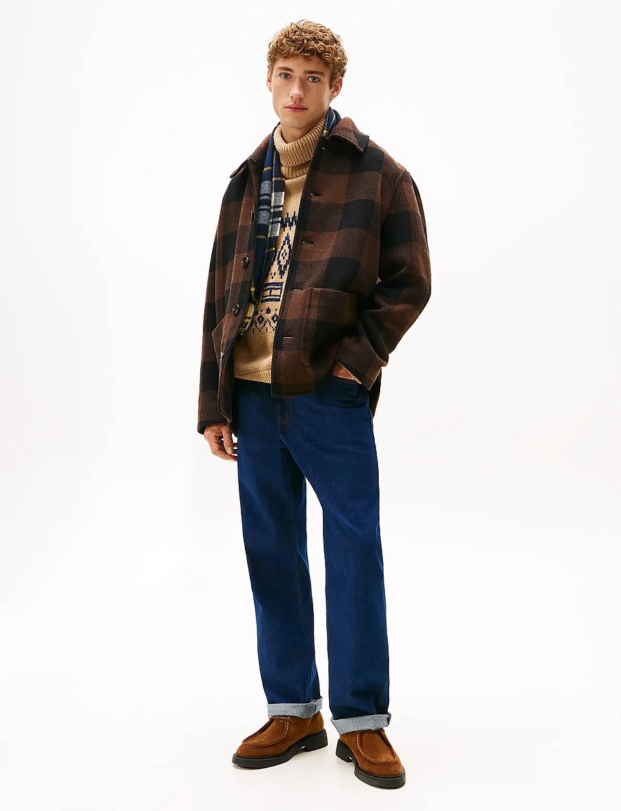 Tommy Hilfiger - WOOL DBL FACE CHECK CHORE JKT - wolljacken - black / pure brown - 2