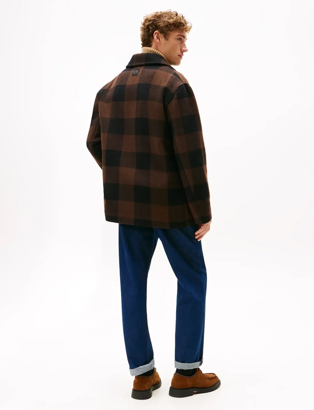 Tommy Hilfiger - WOOL DBL FACE CHECK CHORE JKT - vinterjakker - black / pure brown - 3