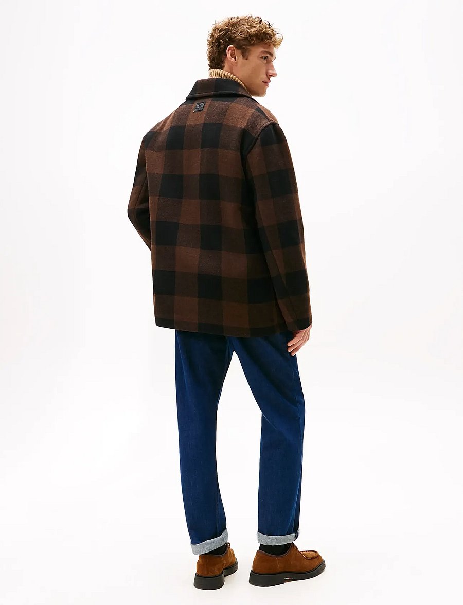Tommy Hilfiger - WOOL DBL FACE CHECK CHORE JKT - wolljacken - black / pure brown - 3