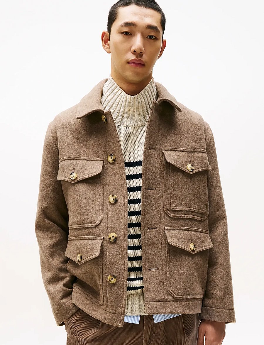 Tommy Hilfiger - WOOL 4PKT JACKET - villased jakid - coastal taupe - 0