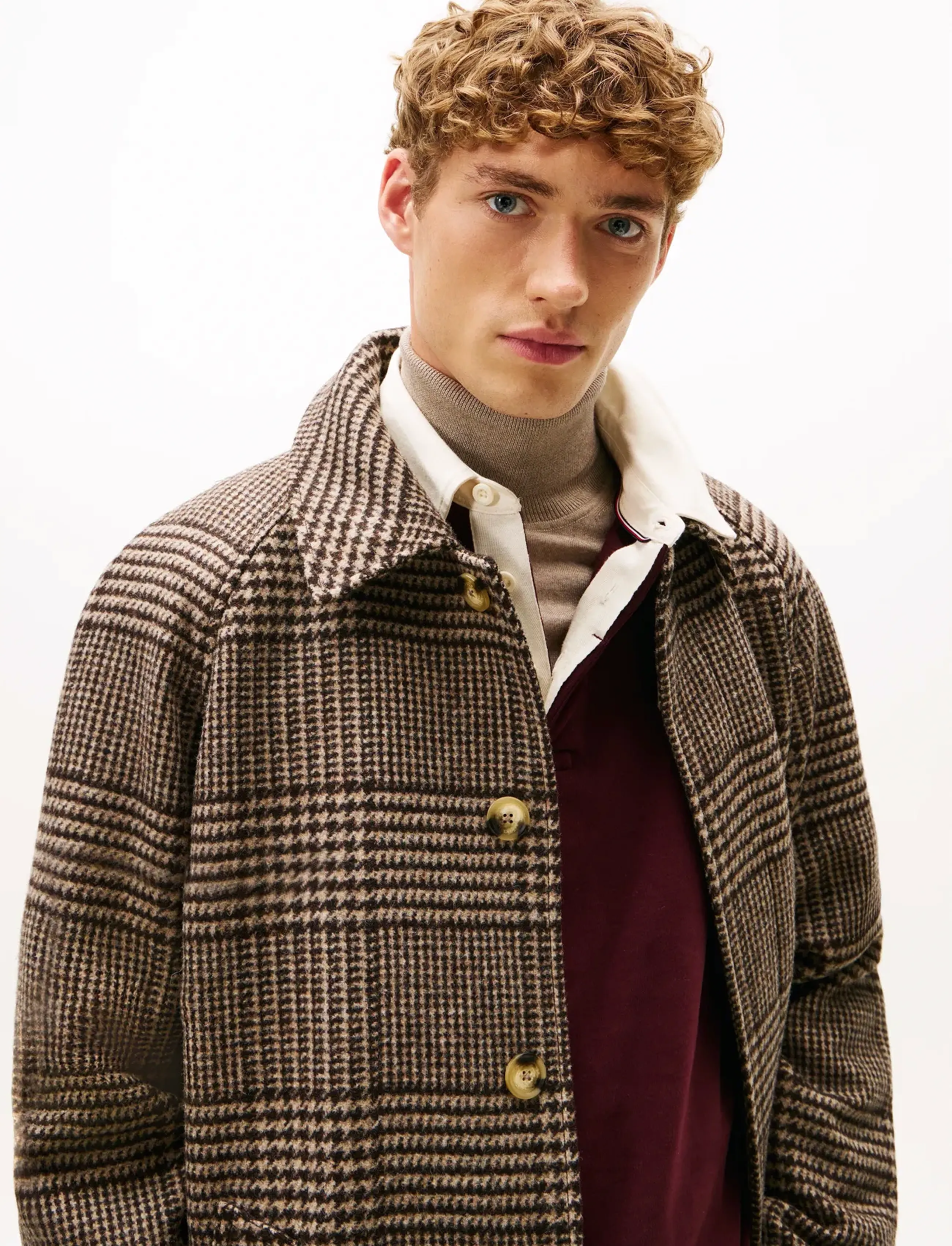 Tommy Hilfiger - WOOL CHECK COAT - pitkät takit - brown camel check - 2