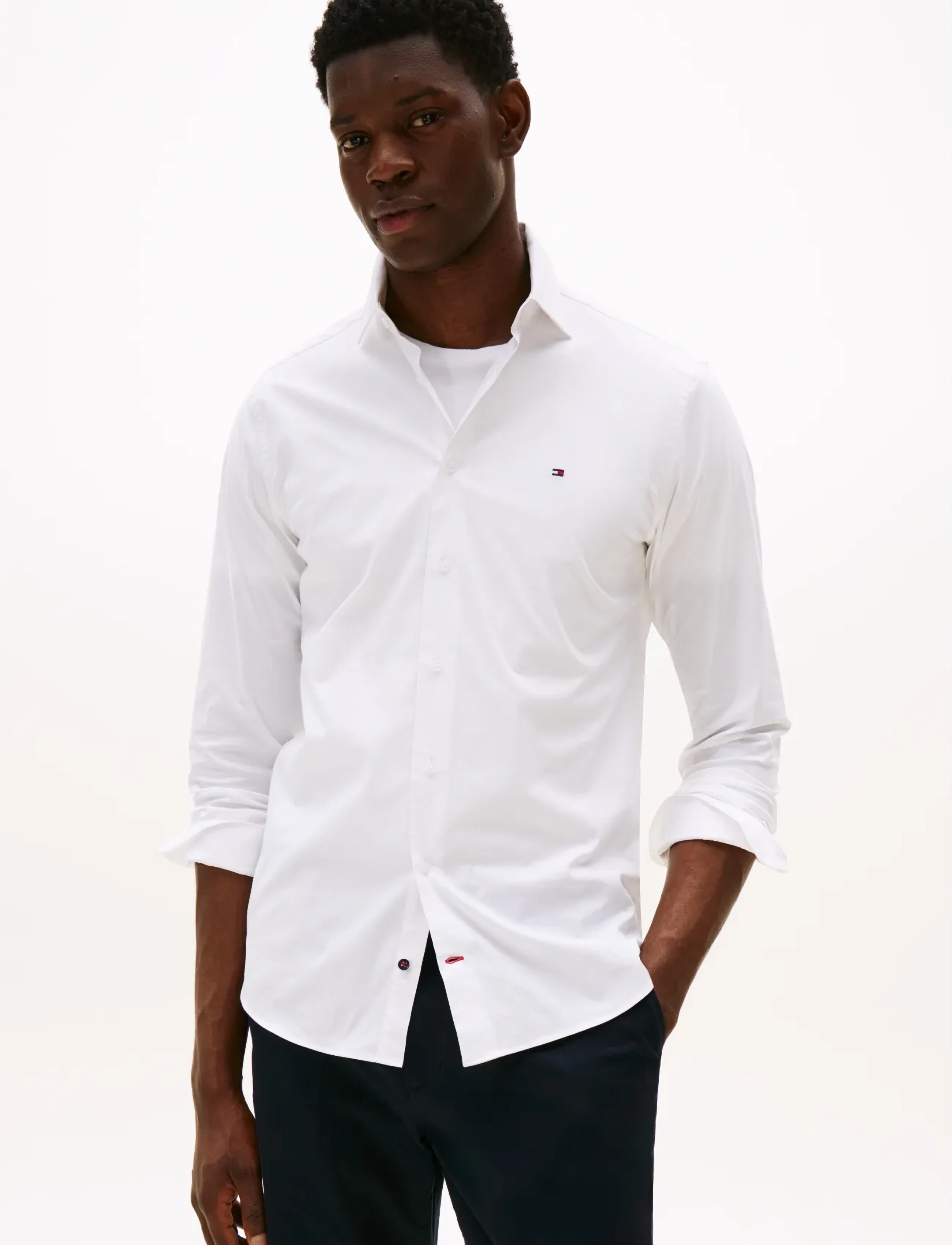 Tommy Hilfiger CL - STCH POP CTRST RF SHIRT JHN - Skjorter - OPTIC WHITE / white