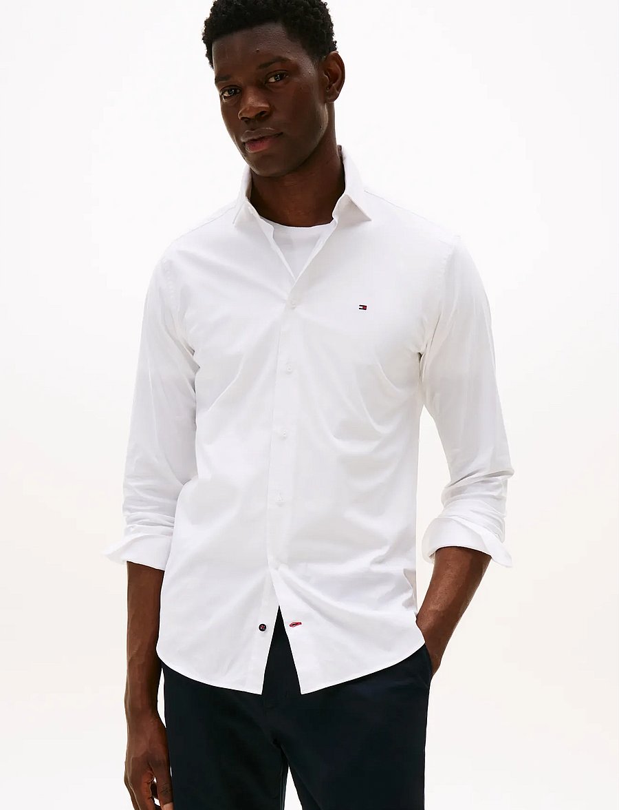 Tommy Hilfiger - CL - STCH POP CTRST RF SHIRT JHN - vabaajasärgid - optic white - 0