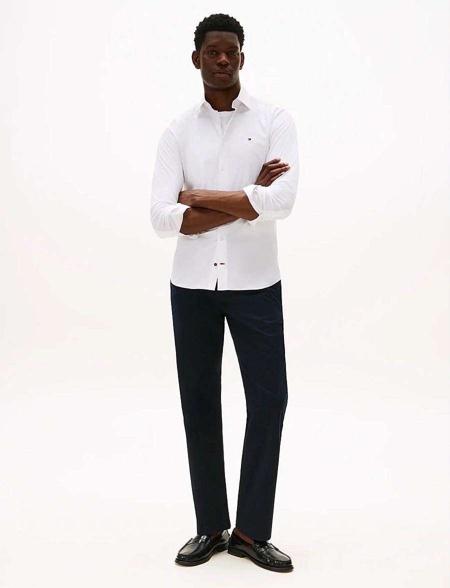 Tommy Hilfiger - CL - STCH POP CTRST RF SHIRT JHN - vabaajasärgid - optic white - 2