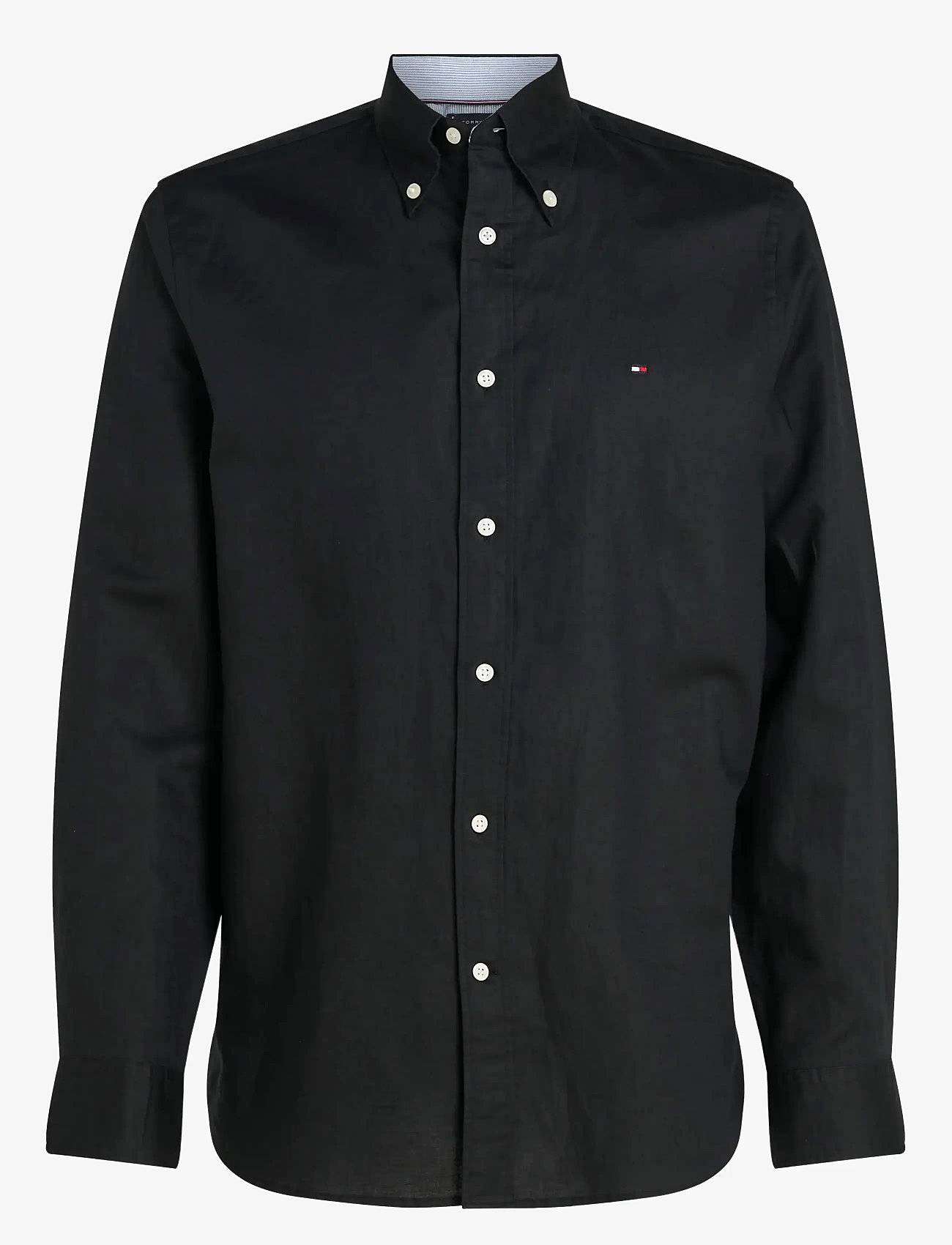 Tommy Hilfiger - LINEN BLEND SOLID RF SHIRT - linasest riidest särgid - black - 0