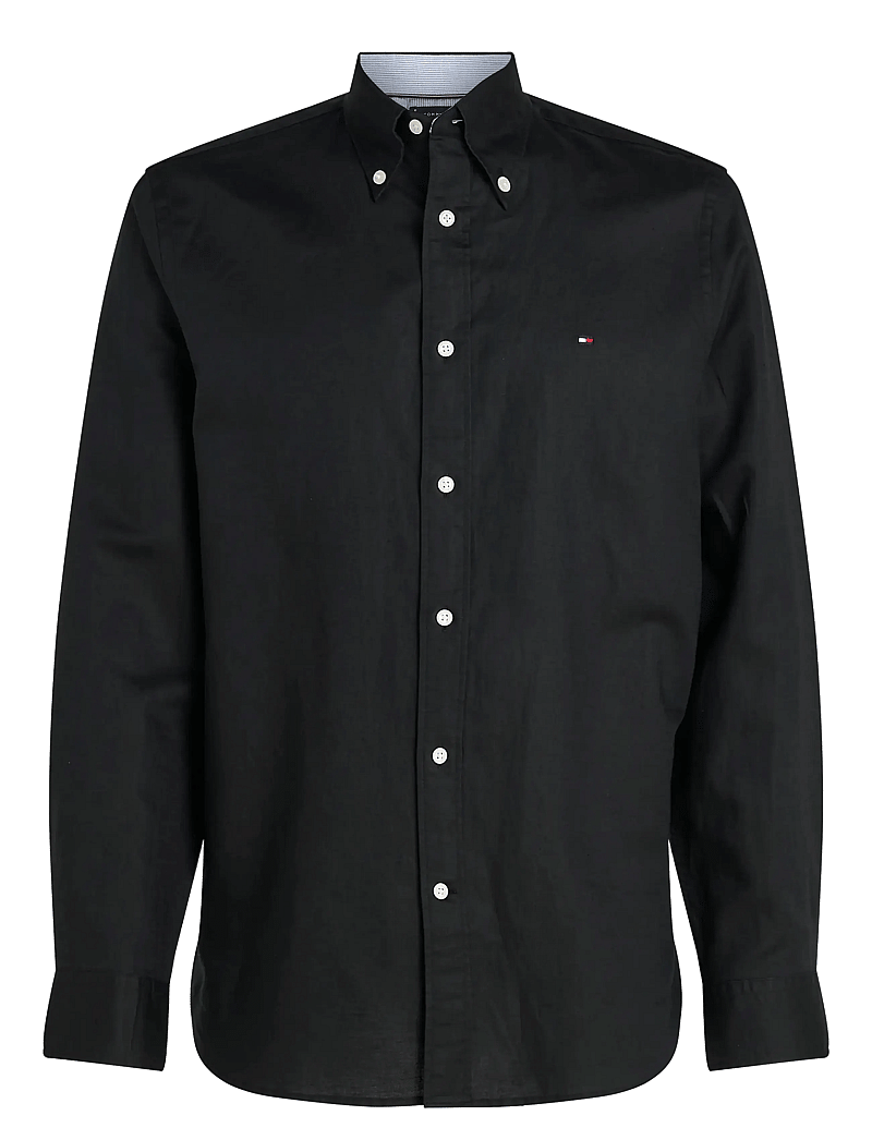 Tommy Hilfiger - LINEN BLEND SOLID RF SHIRT - leinenhemden - black - 1