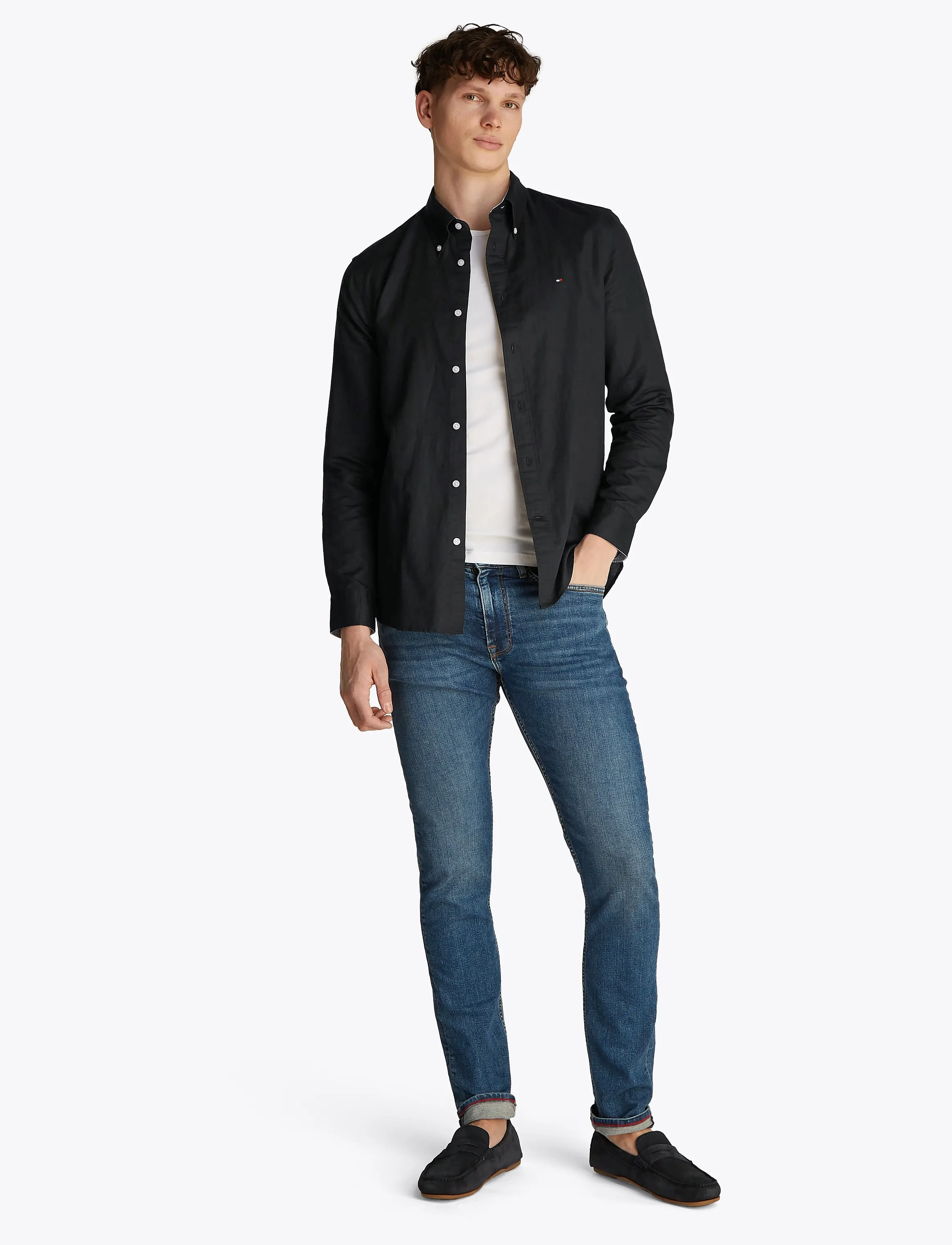 Tommy Hilfiger - LINEN BLEND SOLID RF SHIRT - black - 3