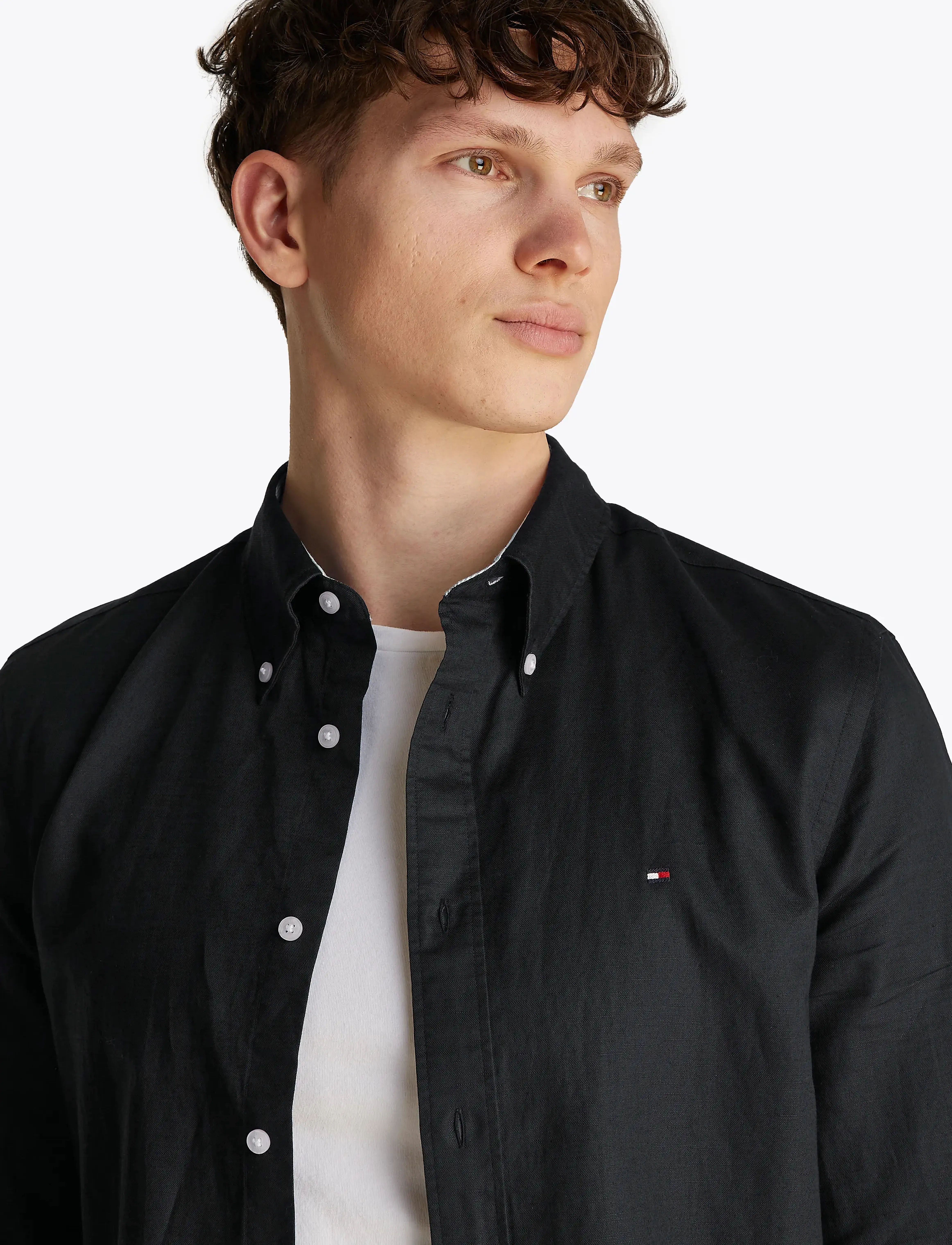 Tommy Hilfiger - LINEN BLEND SOLID RF SHIRT - black - 5