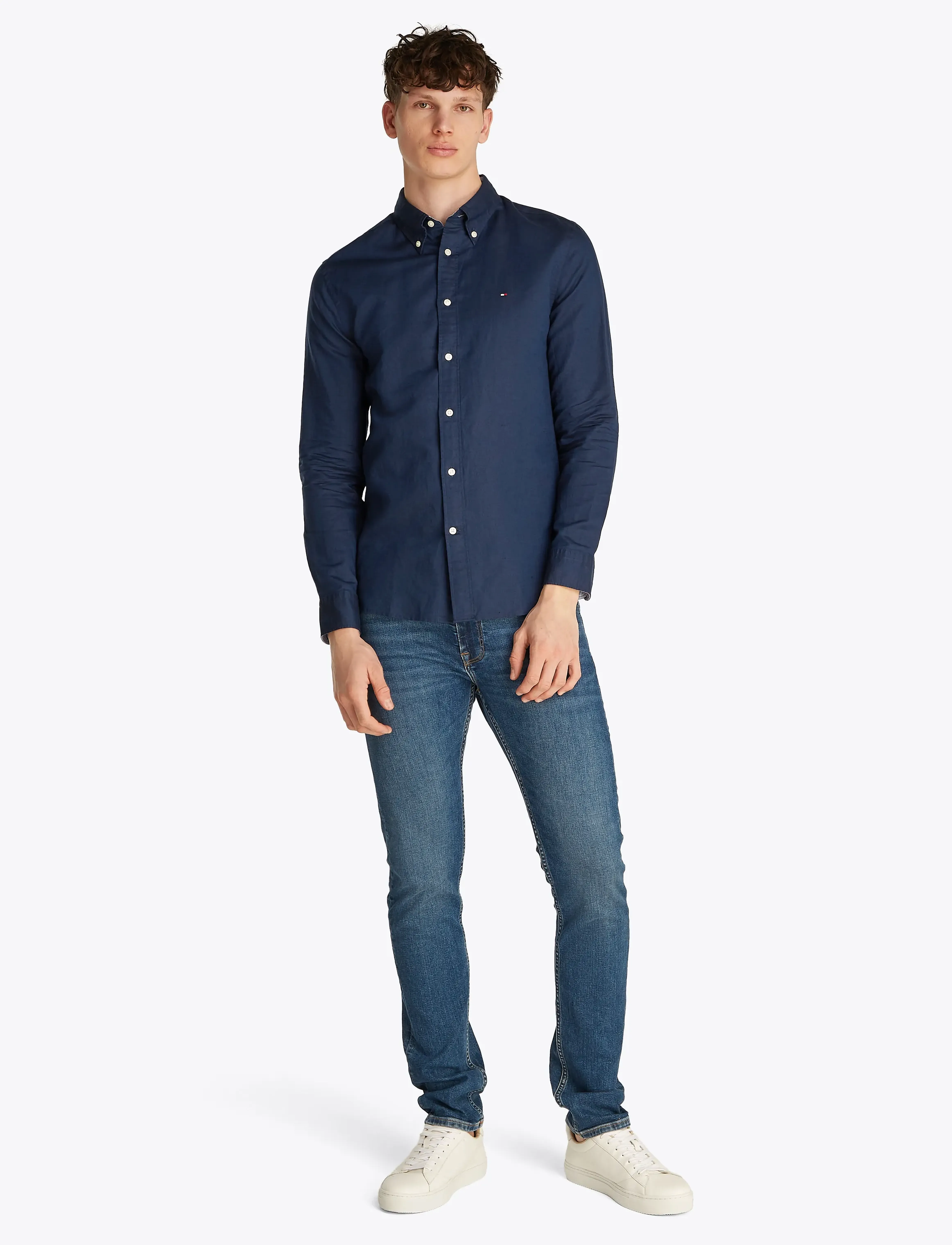 Tommy Hilfiger - LINEN BLEND SOLID RF SHIRT - carbon navy - 4