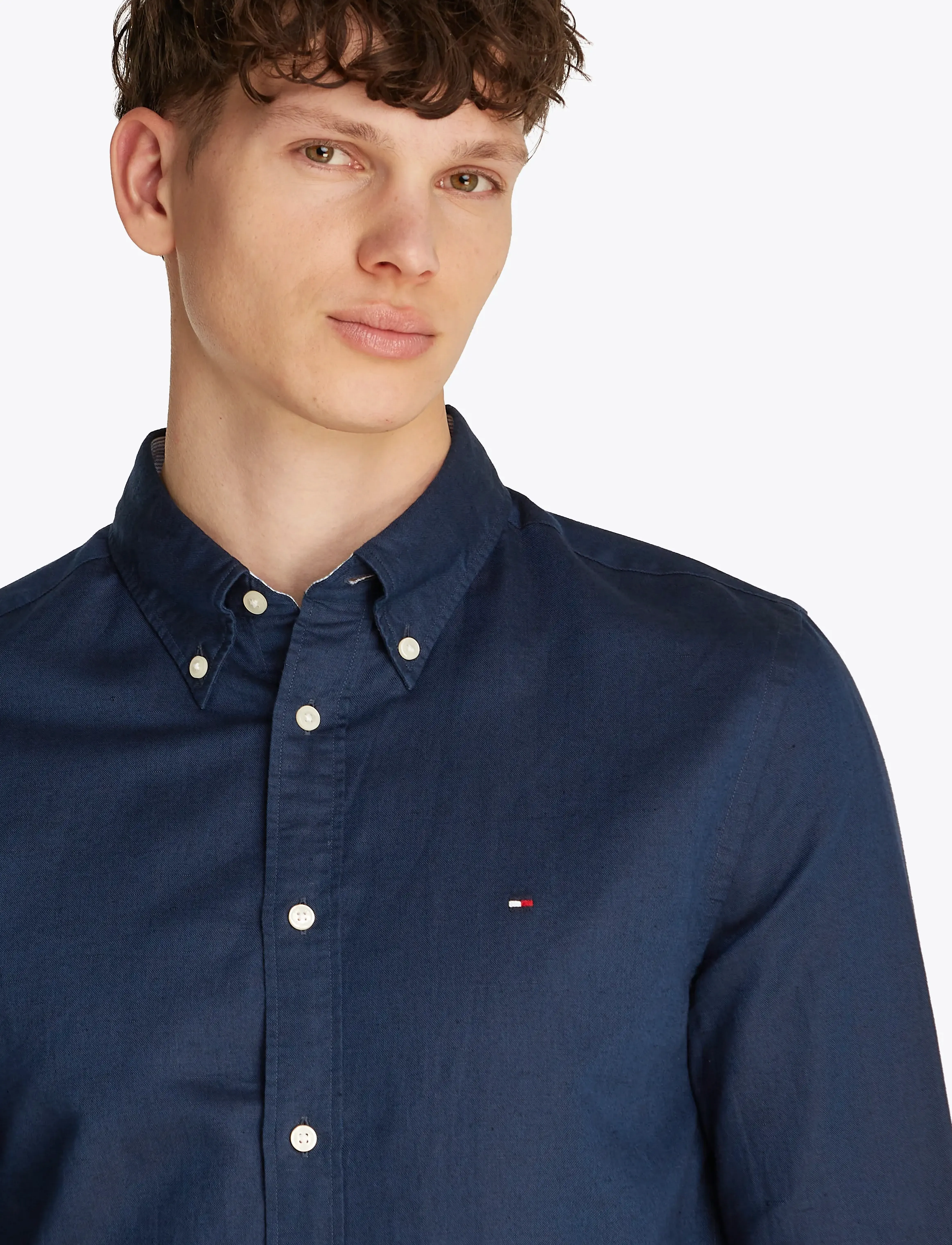 Tommy Hilfiger - LINEN BLEND SOLID RF SHIRT - carbon navy - 5