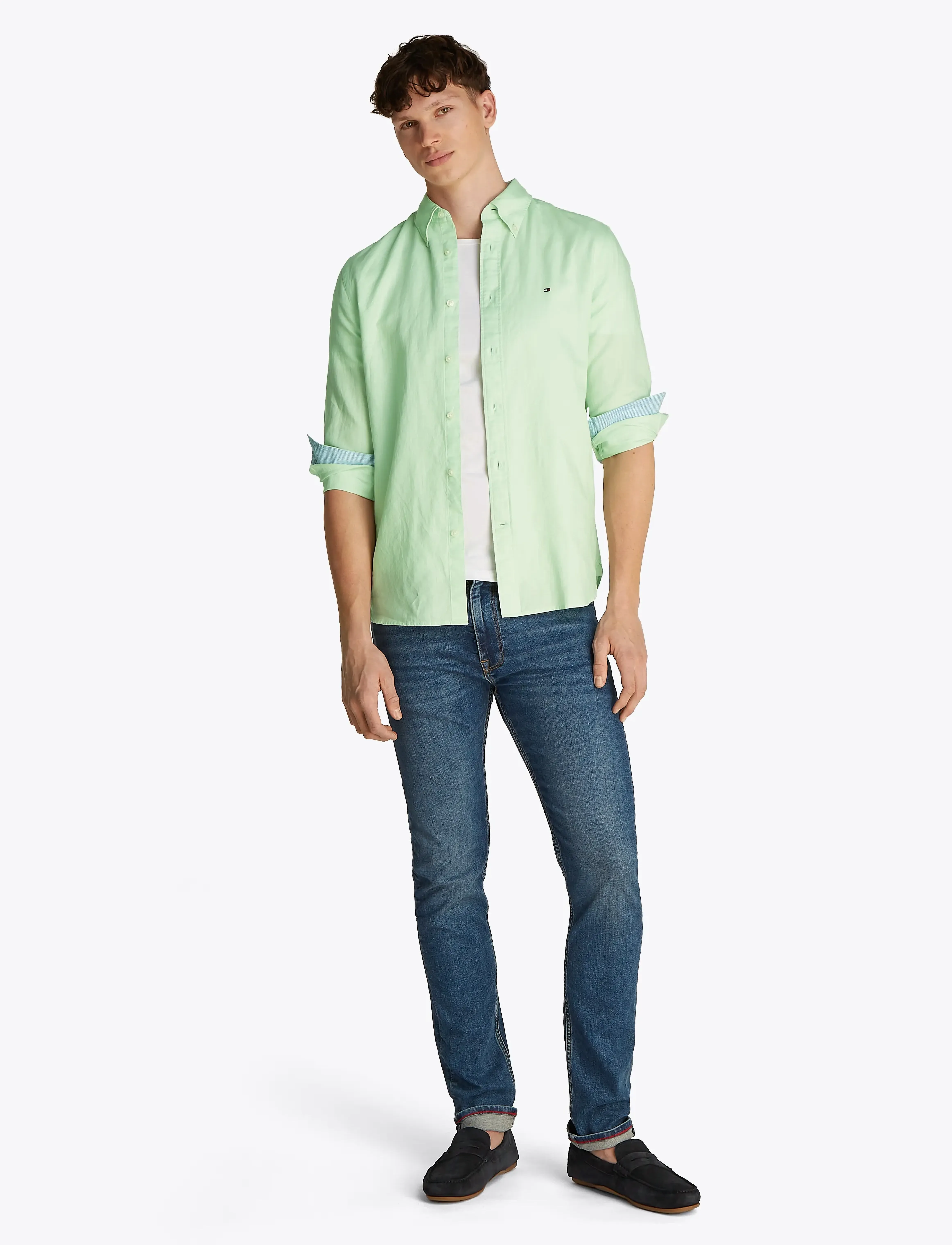 Tommy Hilfiger - LINEN BLEND SOLID RF SHIRT - opal green - 4