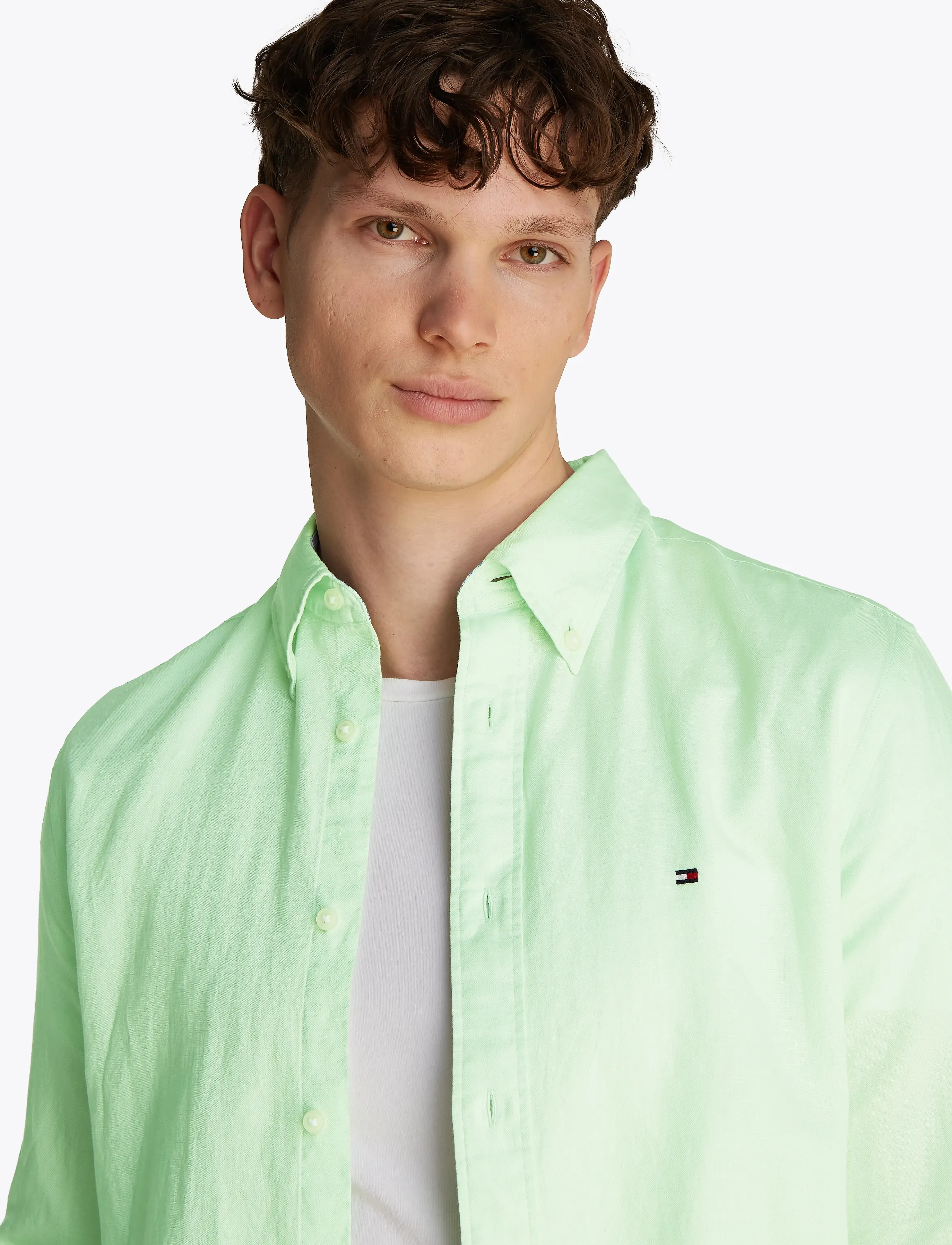 Tommy Hilfiger - LINEN BLEND SOLID RF SHIRT - opal green - 5