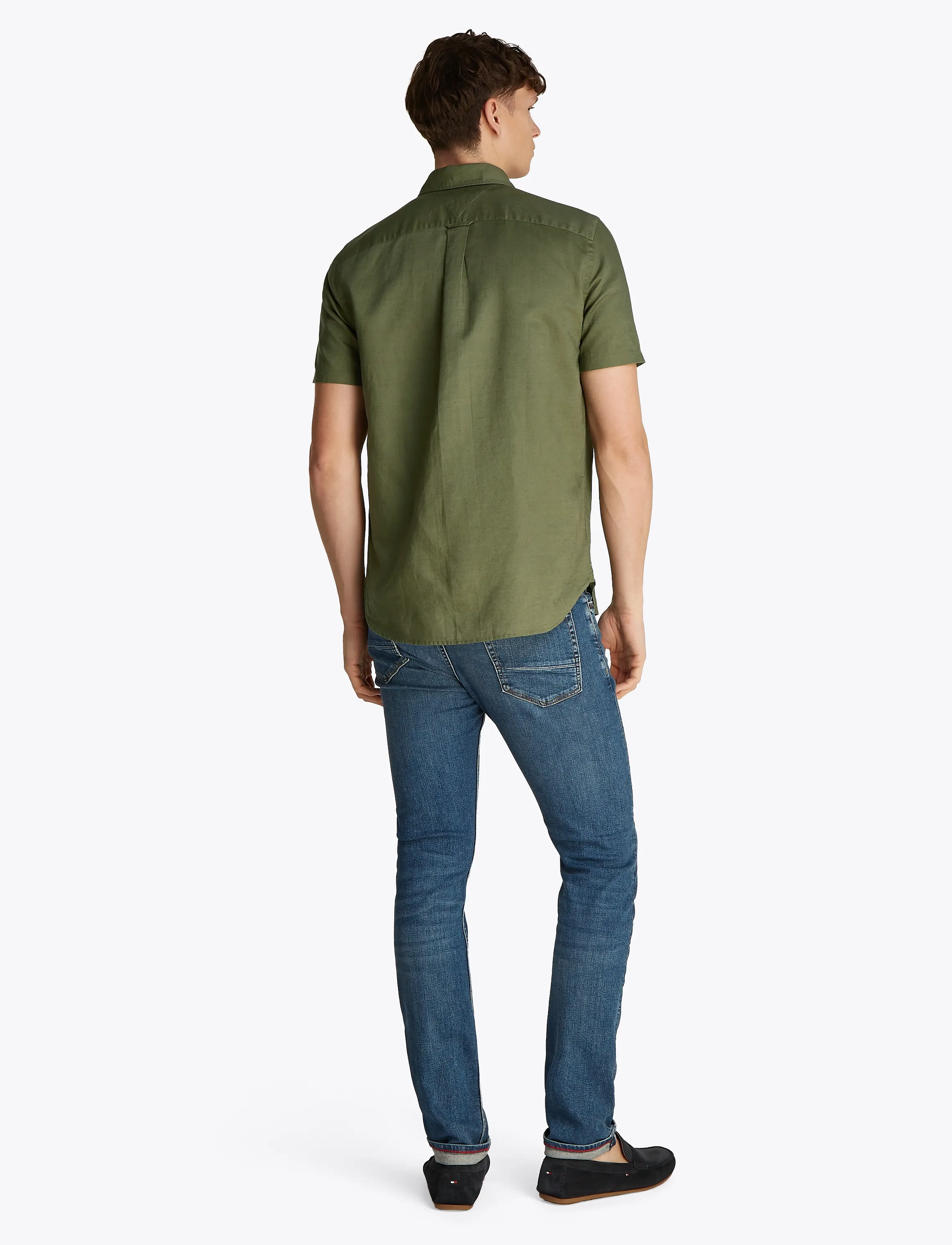 Tommy Hilfiger - LINEN BLEND SOLID  SS RF SHIRT - kortärmade skjortor - battle green - 3