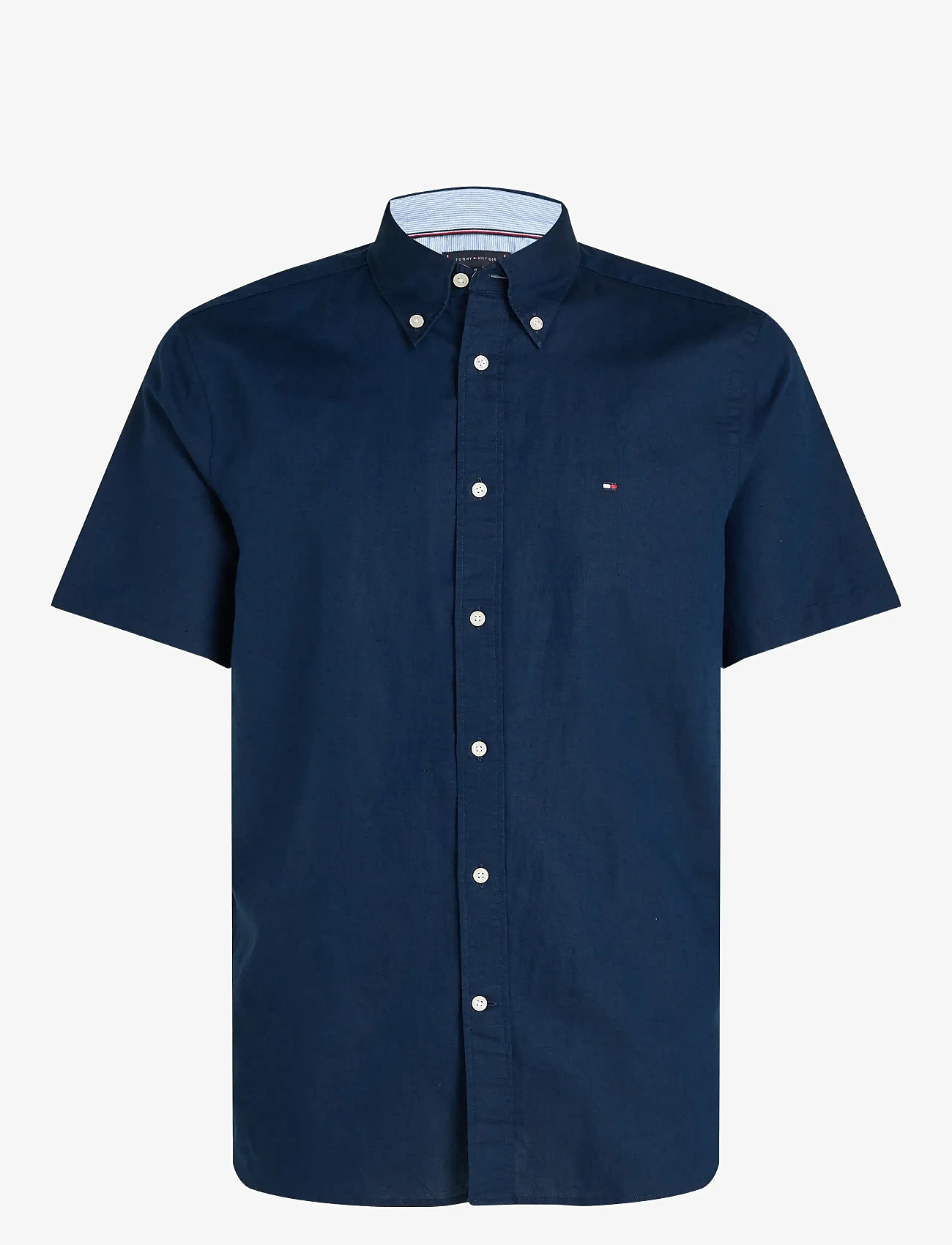 Tommy Hilfiger - LINEN BLEND SOLID  SS RF SHIRT - basic skjorter - carbon navy - 1