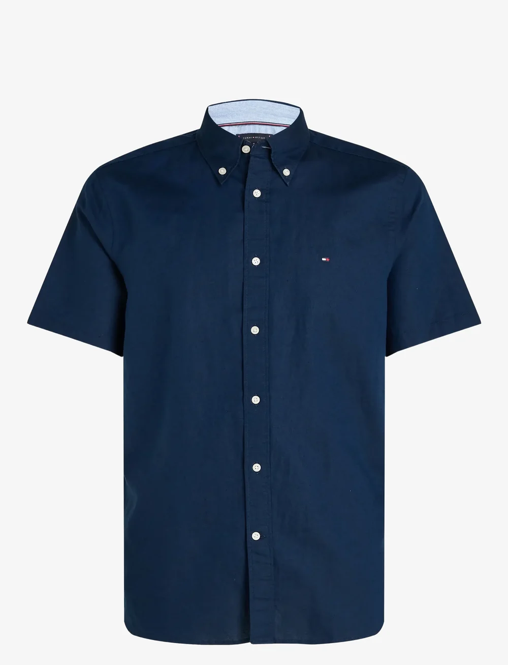 Tommy Hilfiger - LINEN BLEND SOLID SS RF SHIRT - kortærmede skjorter - carbon navy - 1
