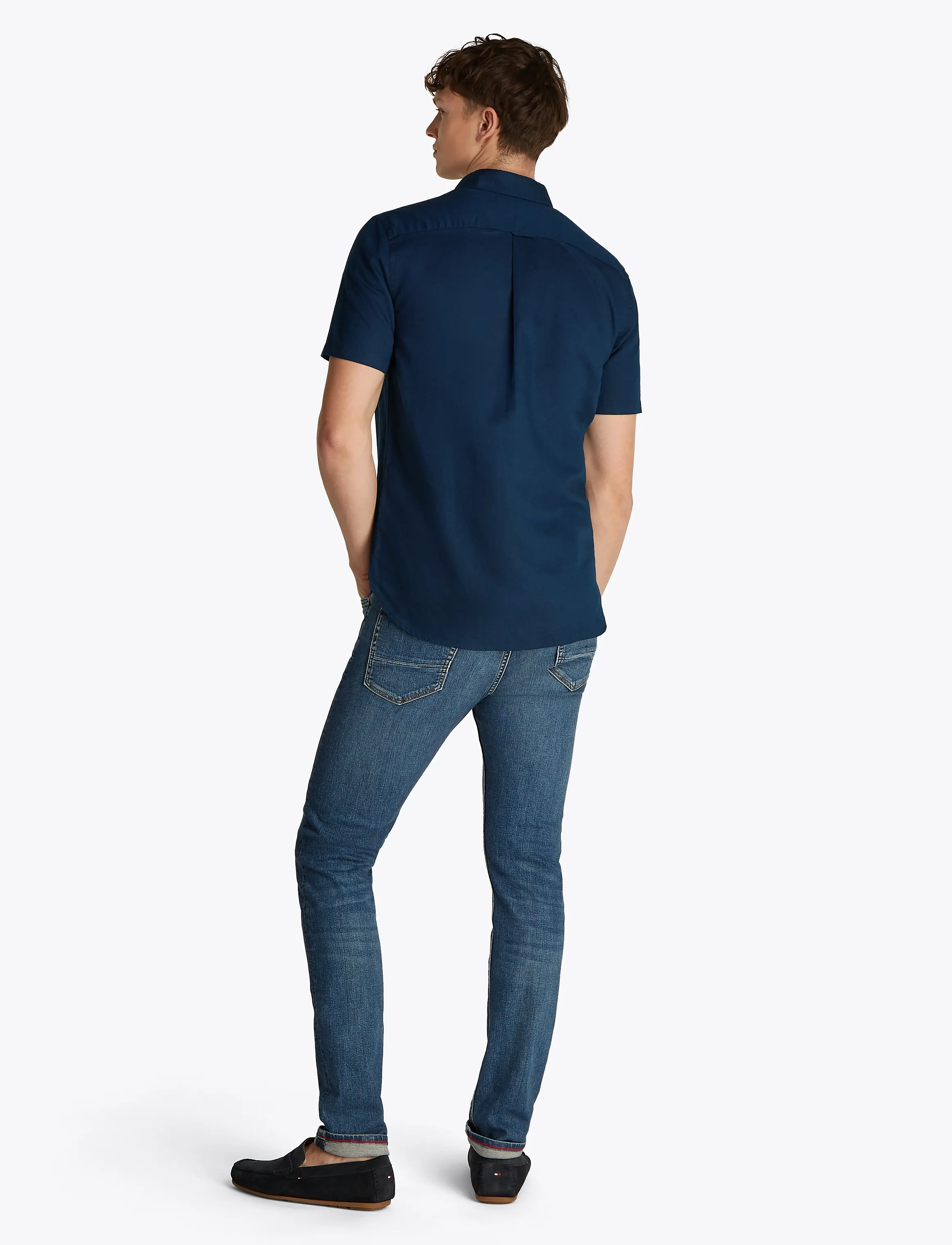 Tommy Hilfiger - LINEN BLEND SOLID  SS RF SHIRT - kortærmede t-shirts - carbon navy - 3