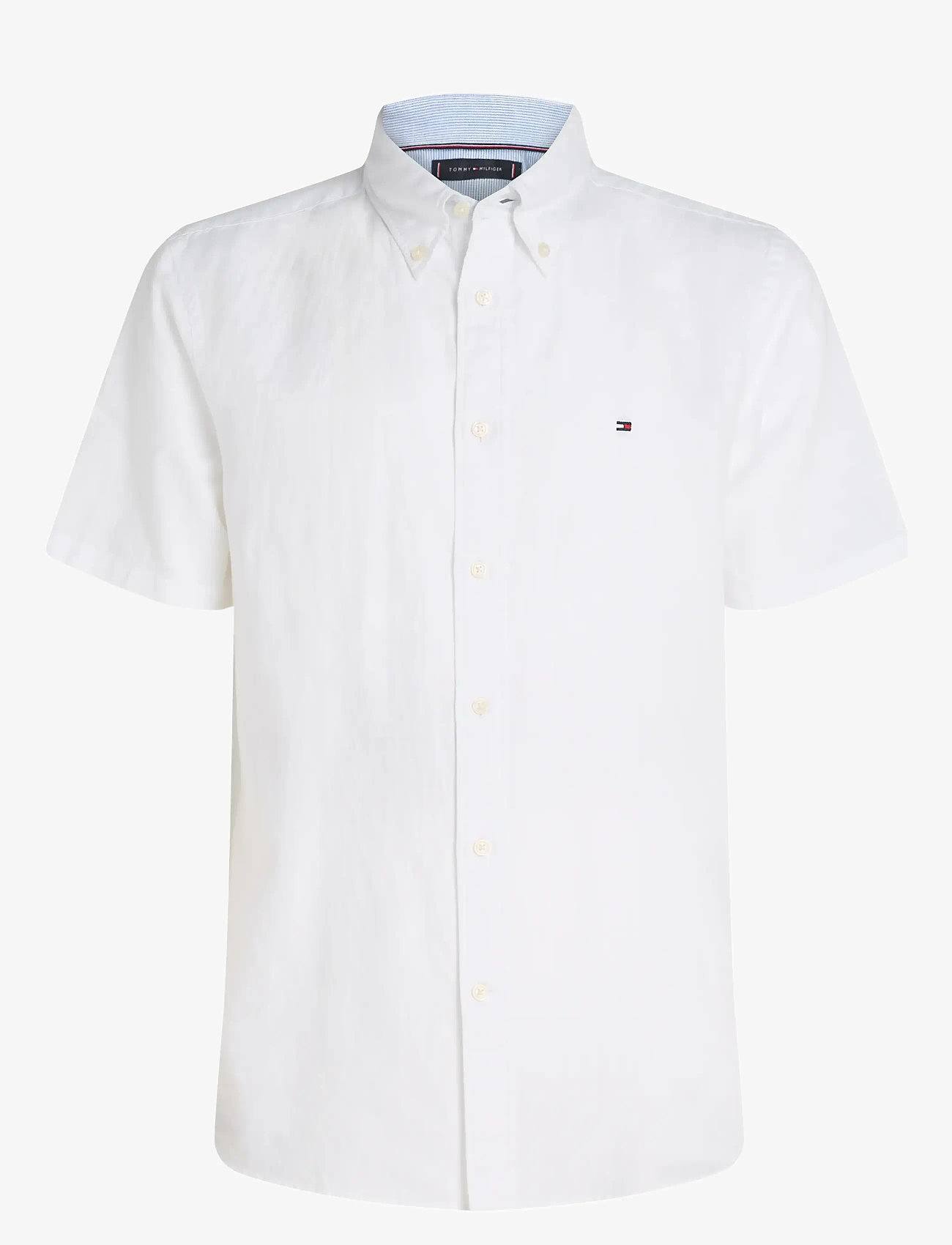 Tommy Hilfiger - LINEN BLEND SOLID  SS RF SHIRT - kortærmede skjorter - th optic white - 0