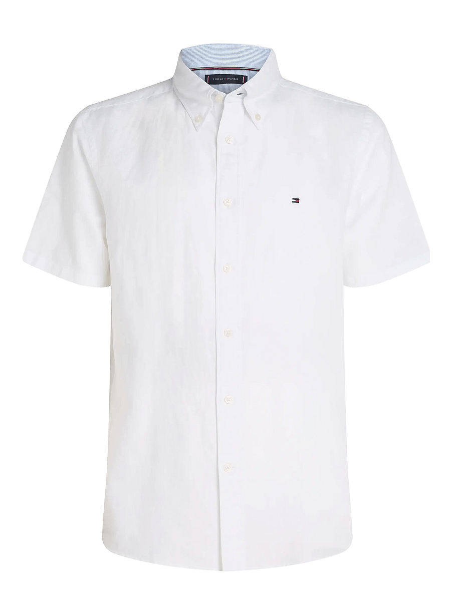 Tommy Hilfiger - LINEN BLEND SOLID SS RF SHIRT - short-sleeved shirts - th optic white - 1