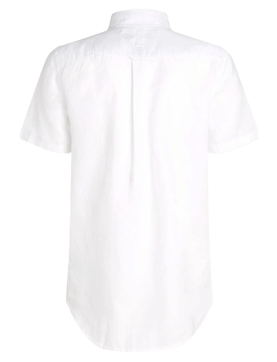 Tommy Hilfiger - LINEN BLEND SOLID SS RF SHIRT - short-sleeved shirts - th optic white - 2