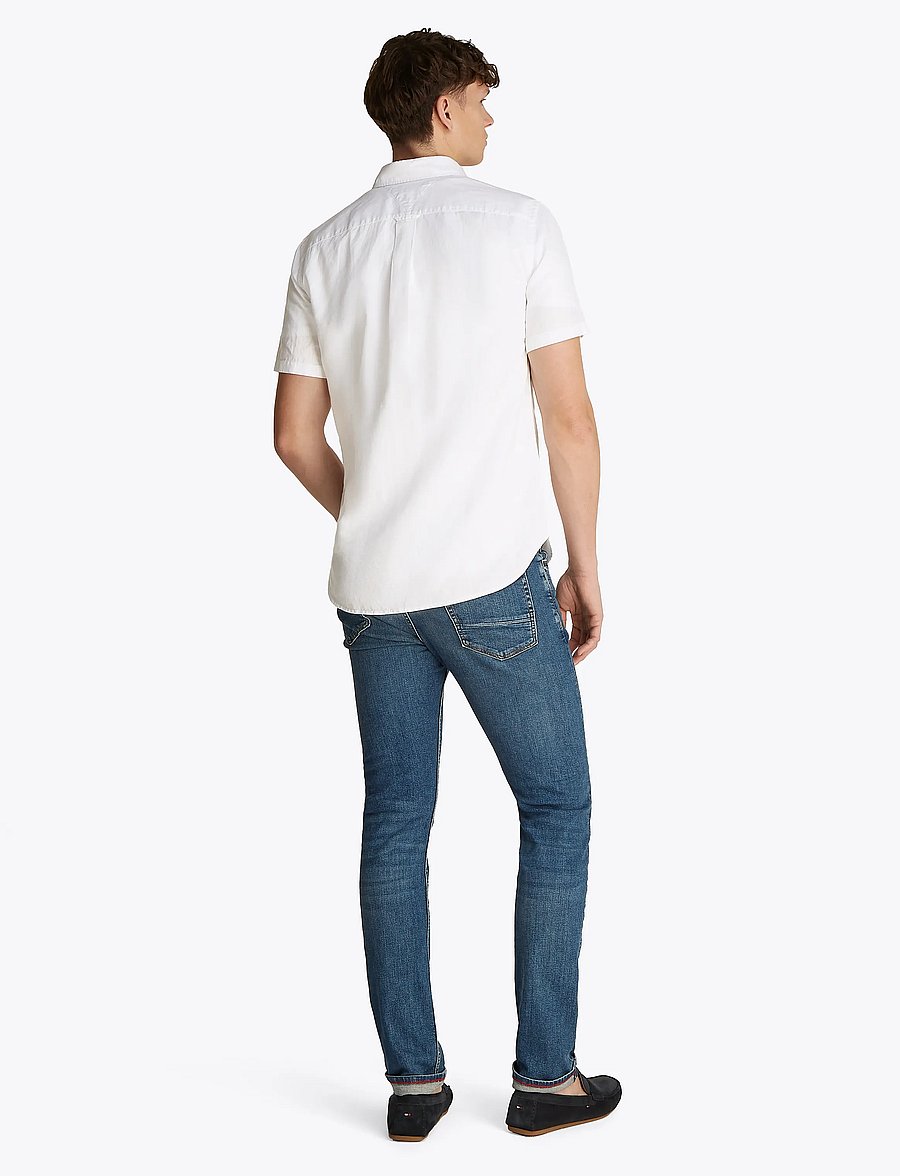 Tommy Hilfiger - LINEN BLEND SOLID SS RF SHIRT - short-sleeved shirts - th optic white - 3