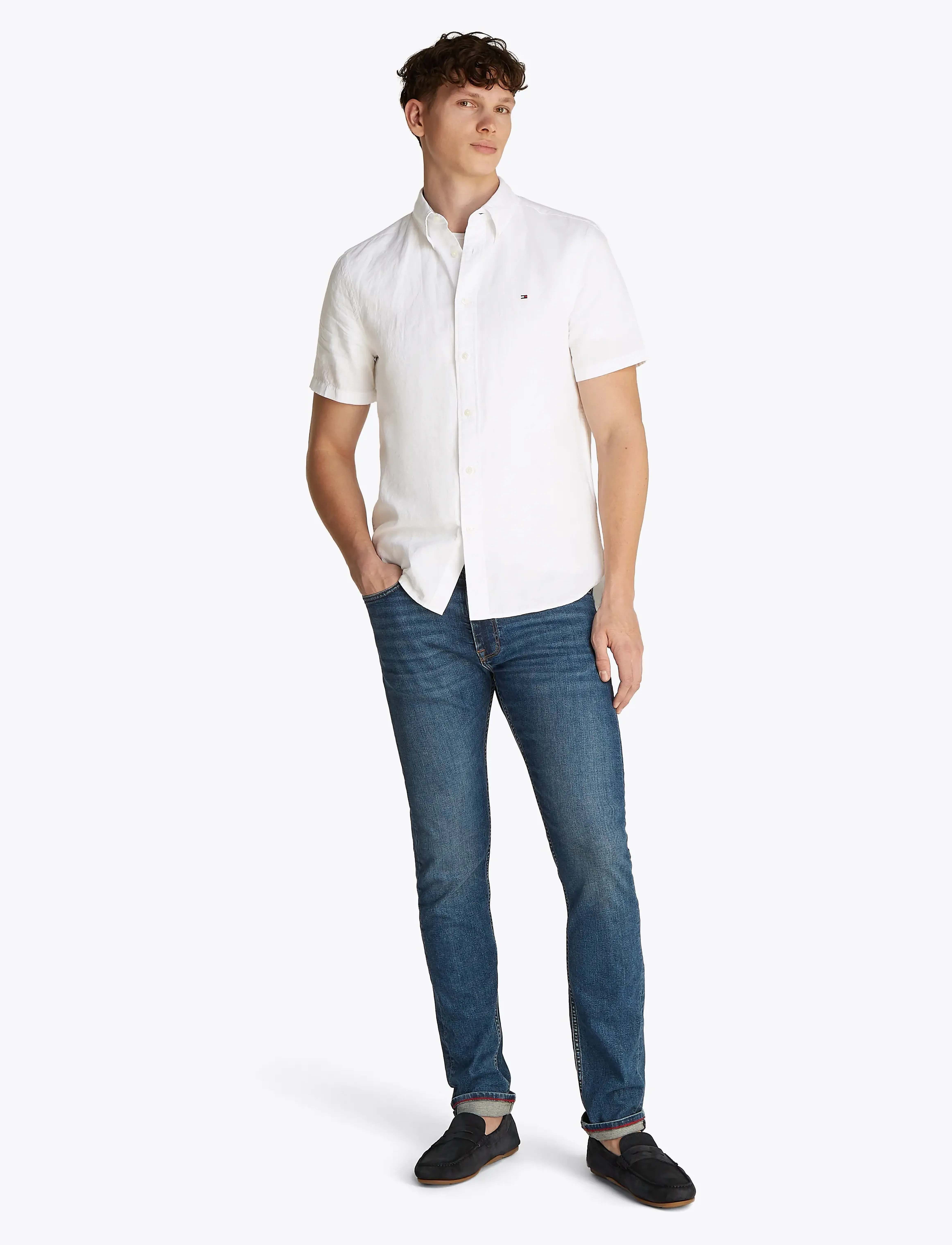 Tommy Hilfiger - LINEN BLEND SOLID  SS RF SHIRT - th optic white - 4